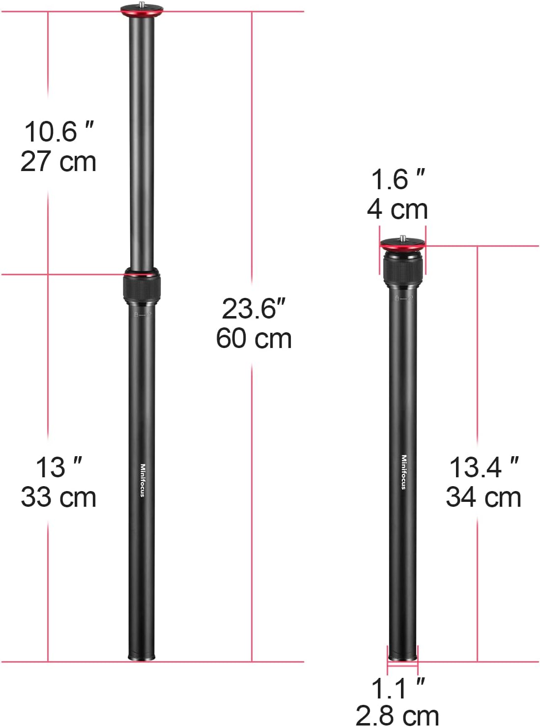 Tripod Extension, 2 Section Center Columns, 23.4