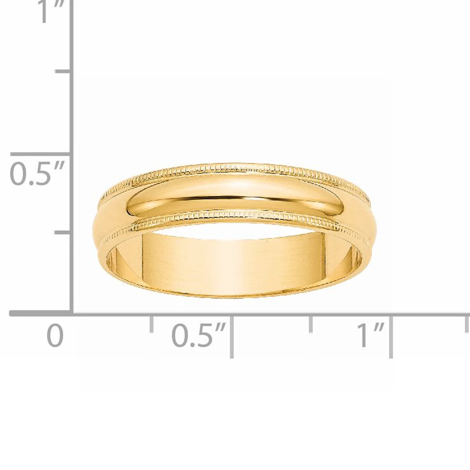 Primal Gold 14 Karat Yellow Gold 5mm Lightweight Milgrain Half Round Wedding Band