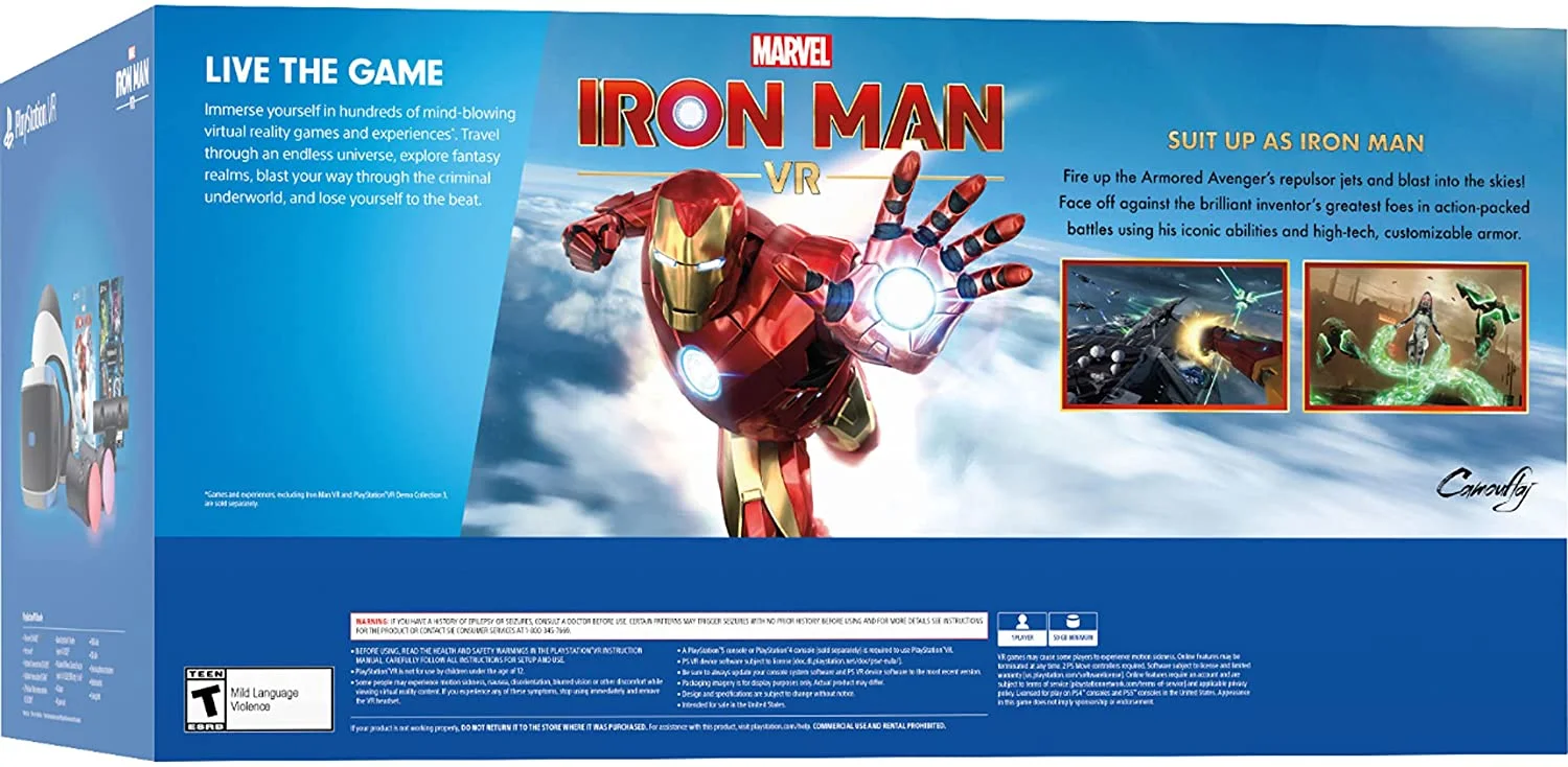 PlayStation VR Marvel's Iron Man VR Bundle: PlayStation VR Headset, Camera, 2 Move Motion Controllers and Marvel's Iron Man VR Digital Code, Random Color Water Bottle.