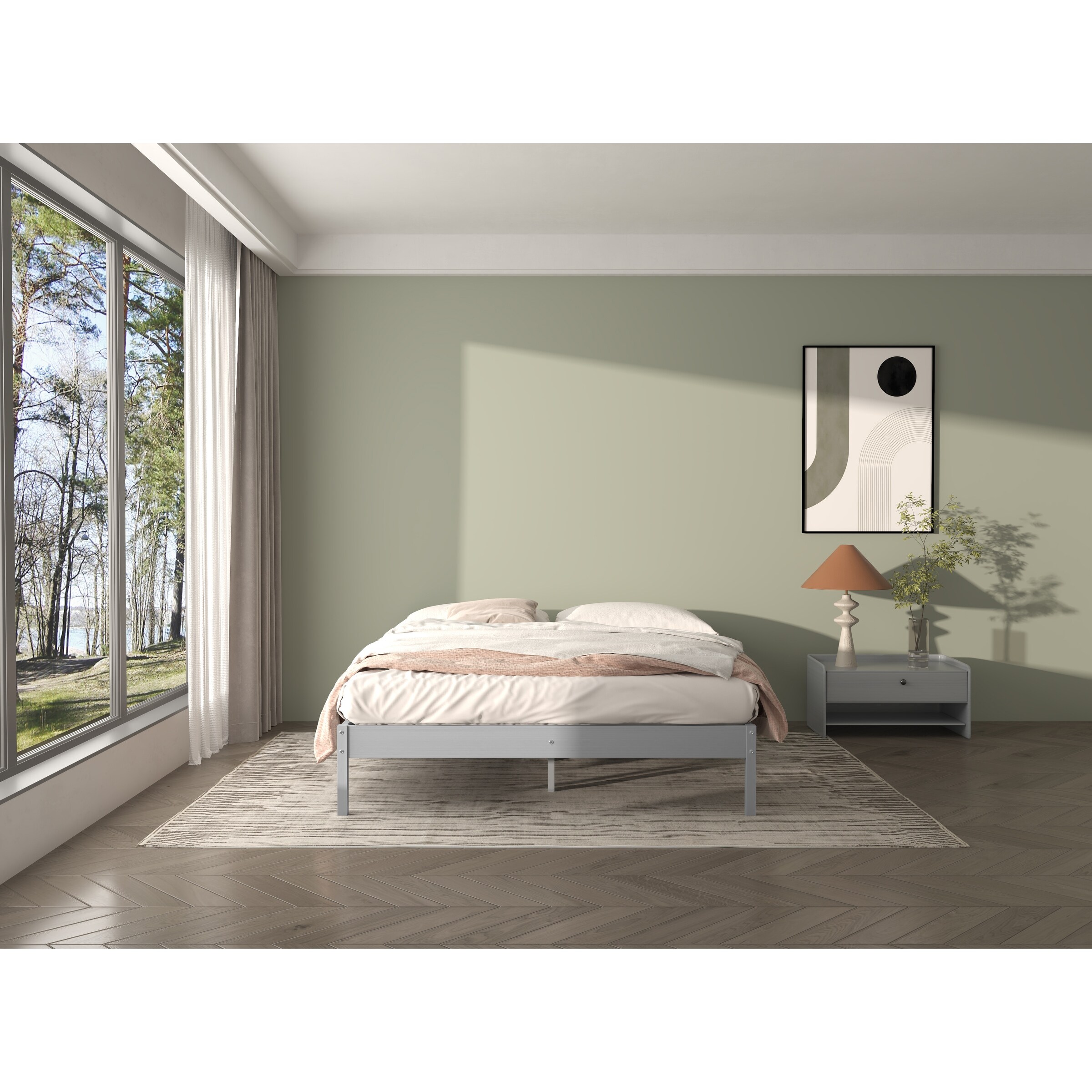 Dwell Home Basic Pine Platform Bed Grey - Queen