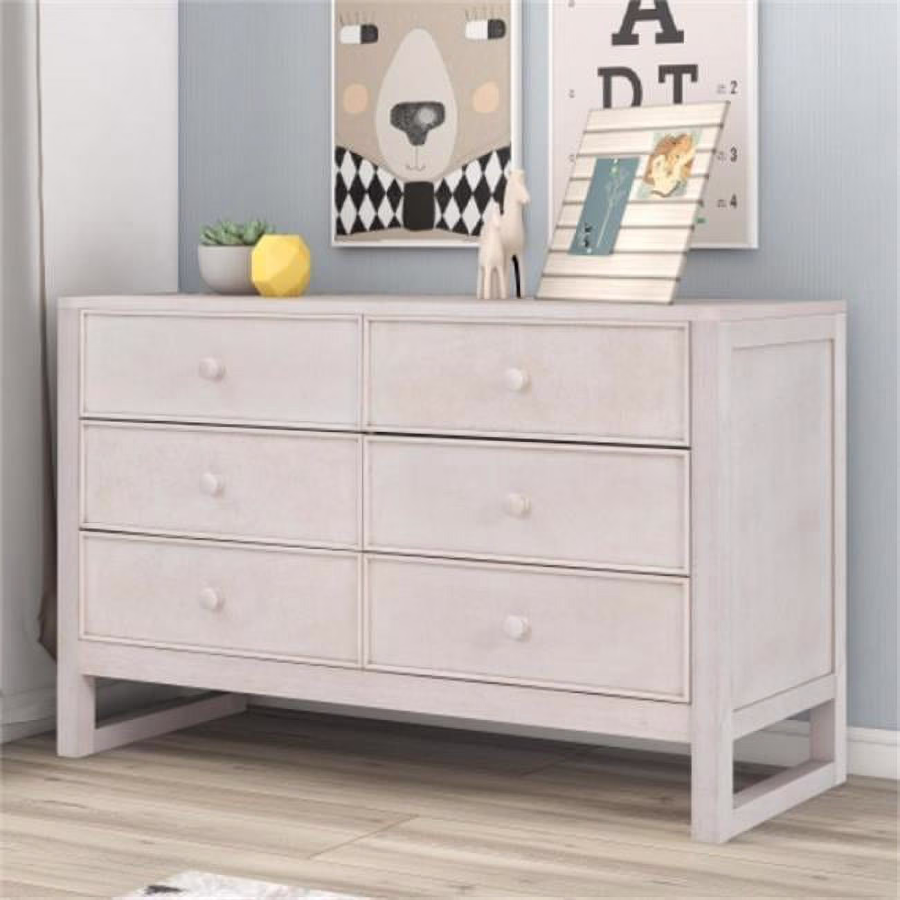 HowCool WF010 Rustic Wooden Dresser with 6 Drawers Storage Cabinet for Bedroom, Anitque White