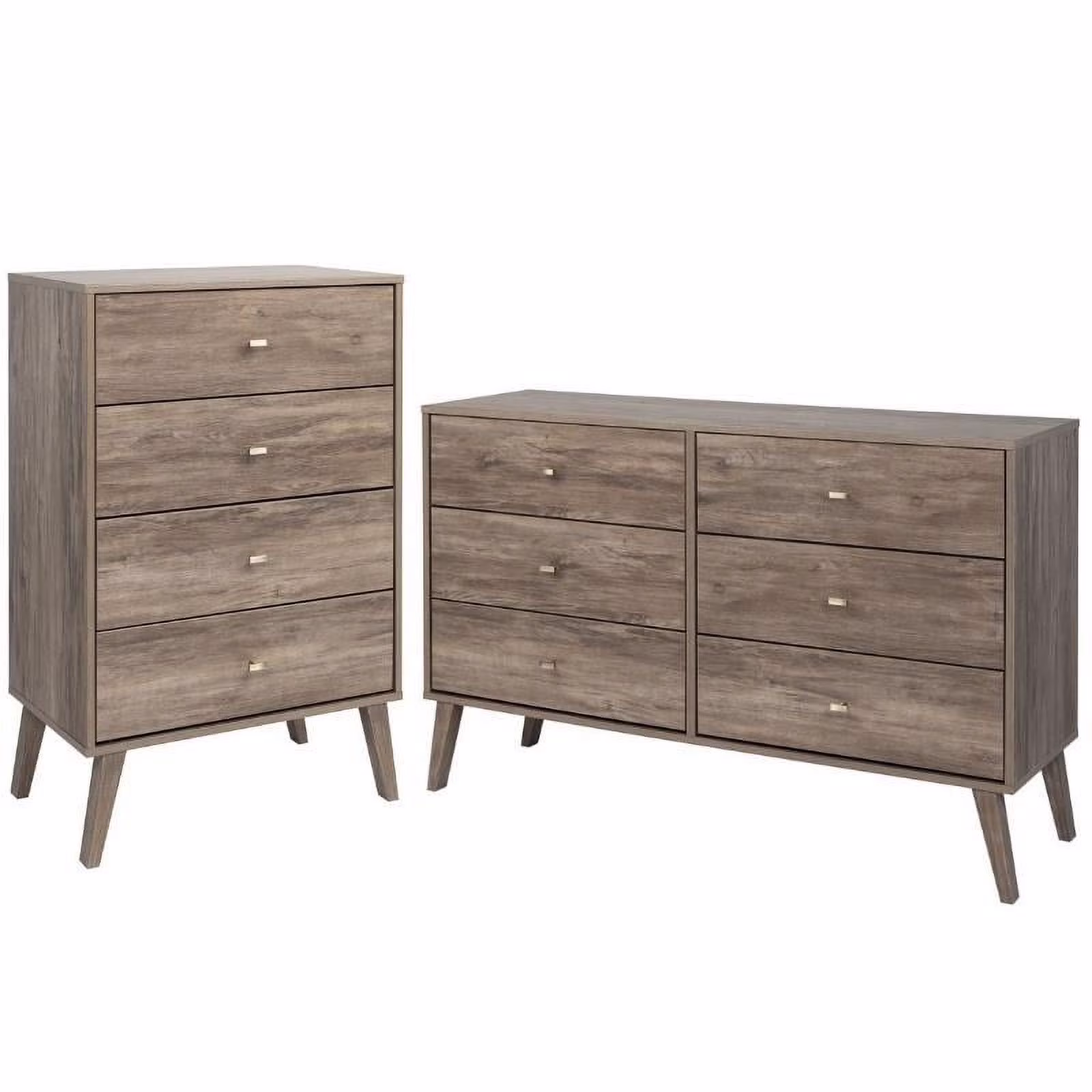 Home Square 2-Piece Set with Modern 6-Drawer Double Dresser & 4-Drawer Chest