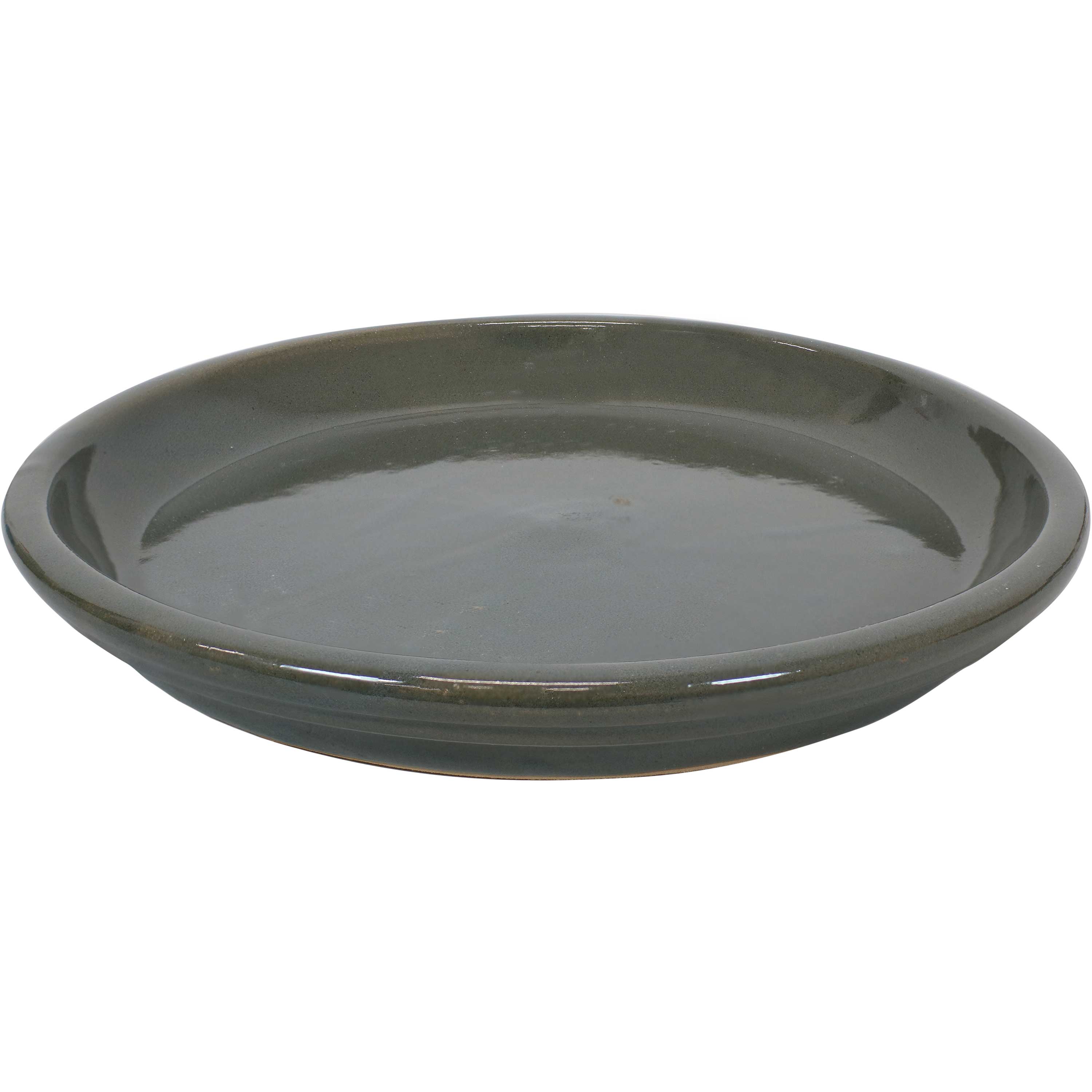 Sunnydaze Set of 4 Glazed Ceramic Planter Saucers - Gray - 12