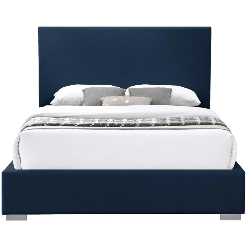 Meridian Furniture Crosby Navy Linen Textured Fabric King Bed