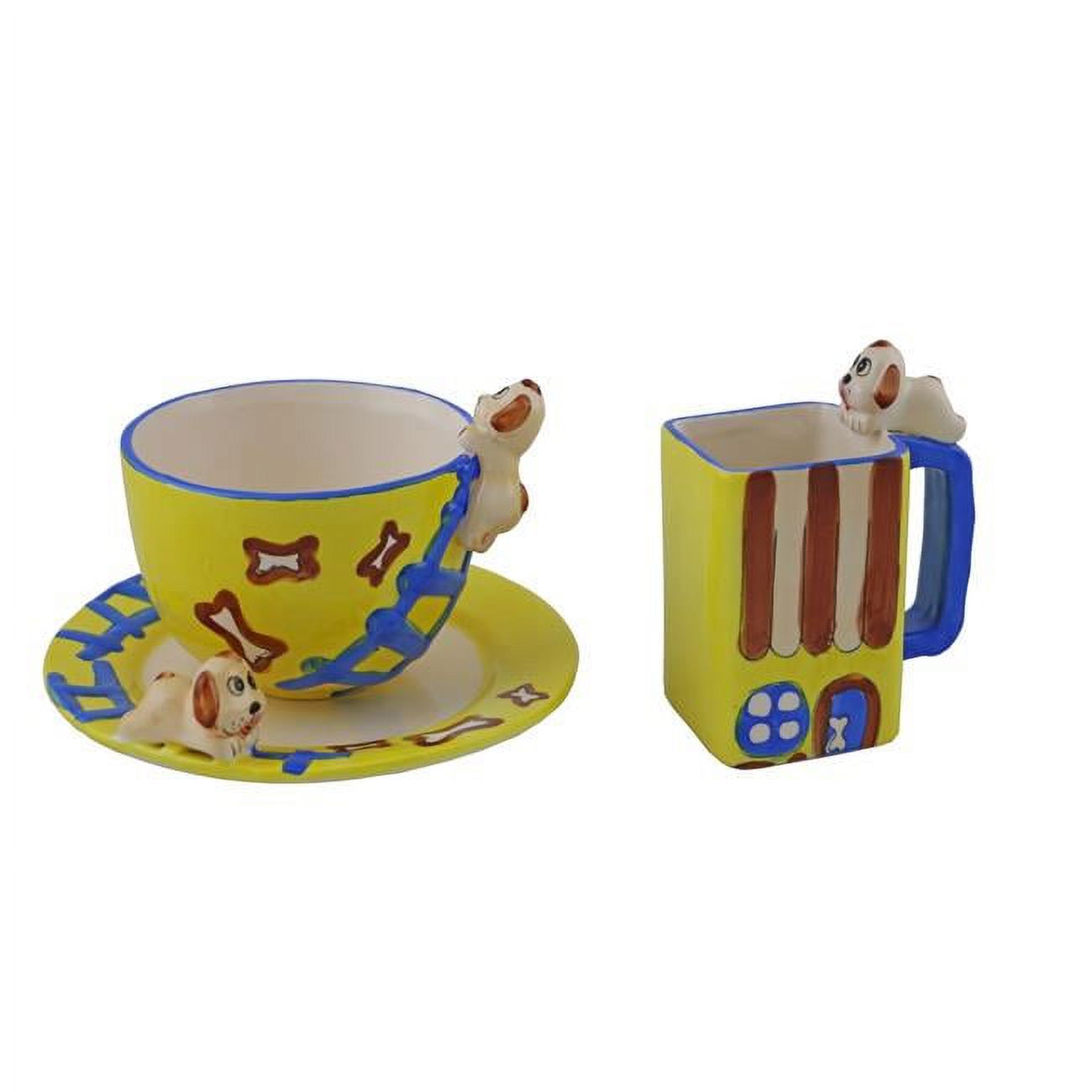 Yellow Mugs & Plate Set, 3 Piece