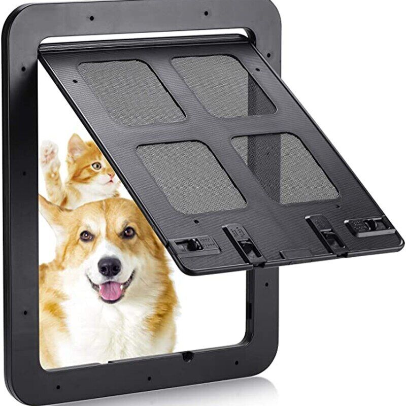 Pet Dog Screen Door Lockable Cat Magnetic Self-Closing Flap Door Gate Pet Door