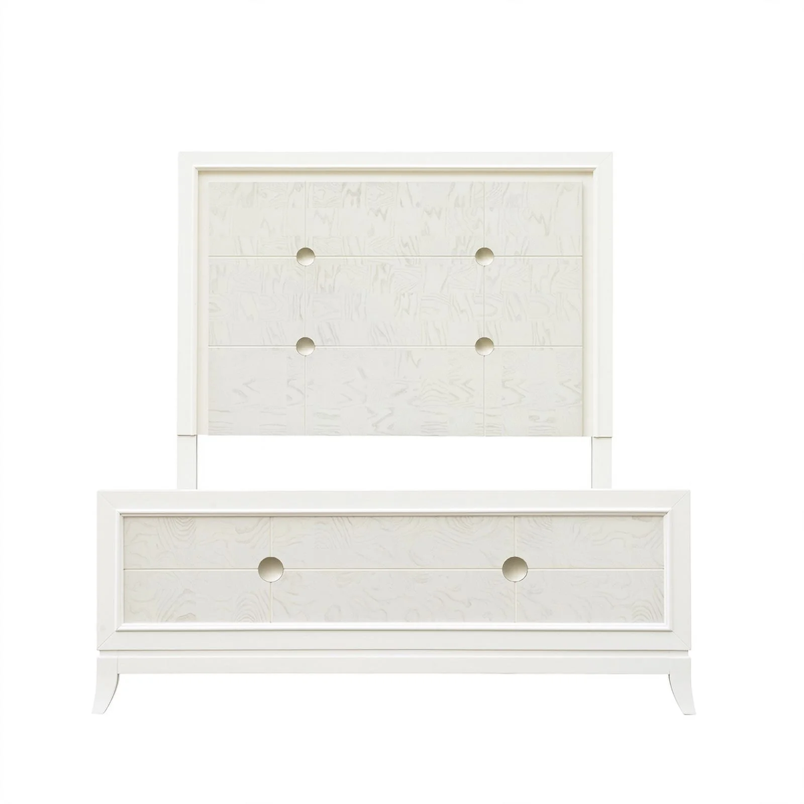 Melrose Queen Wood Panel Bed with LED Lights in White Finish by Samuel Lawrence