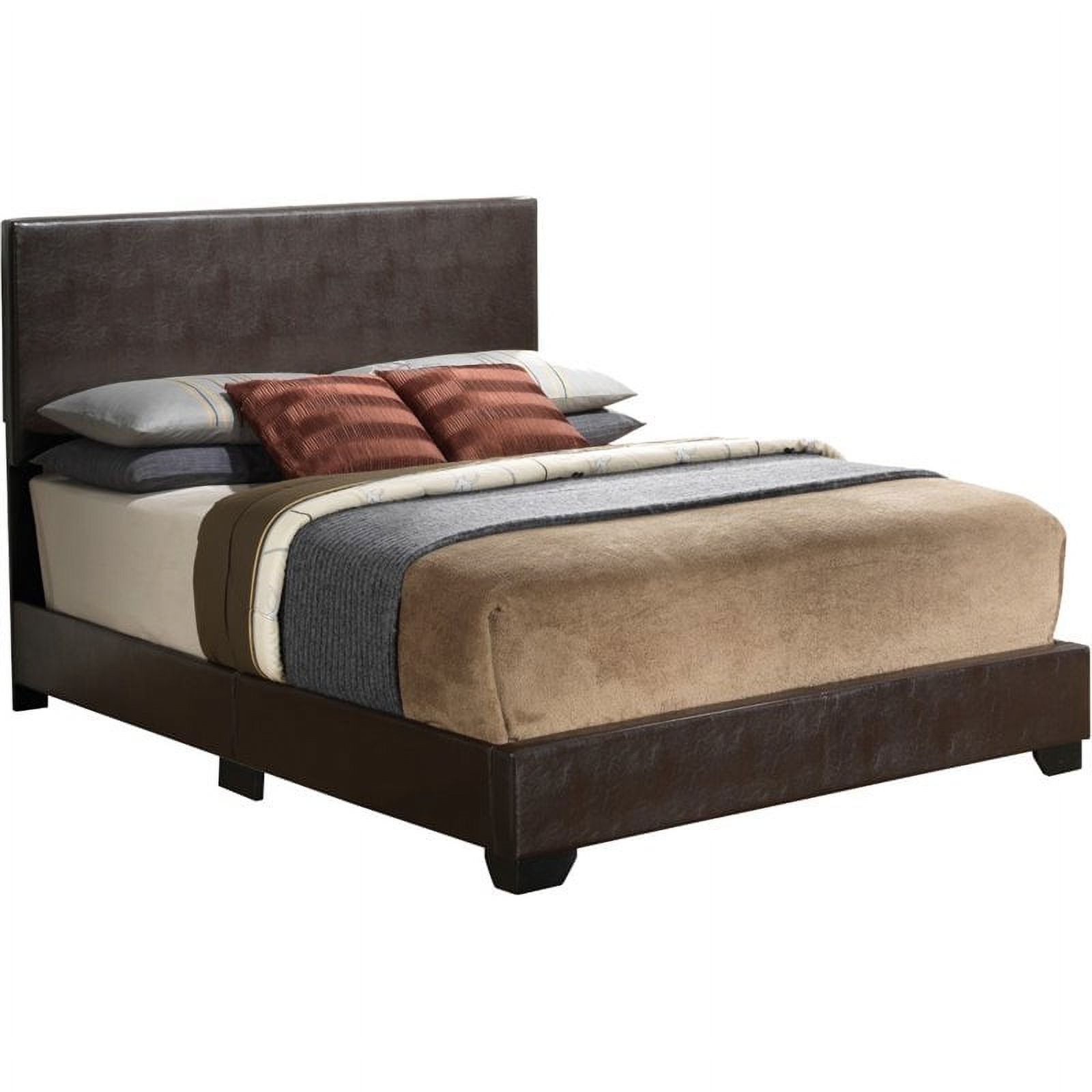 Bowery Hill Transitional Faux Leather Upholstered King Bed in Cappuccino