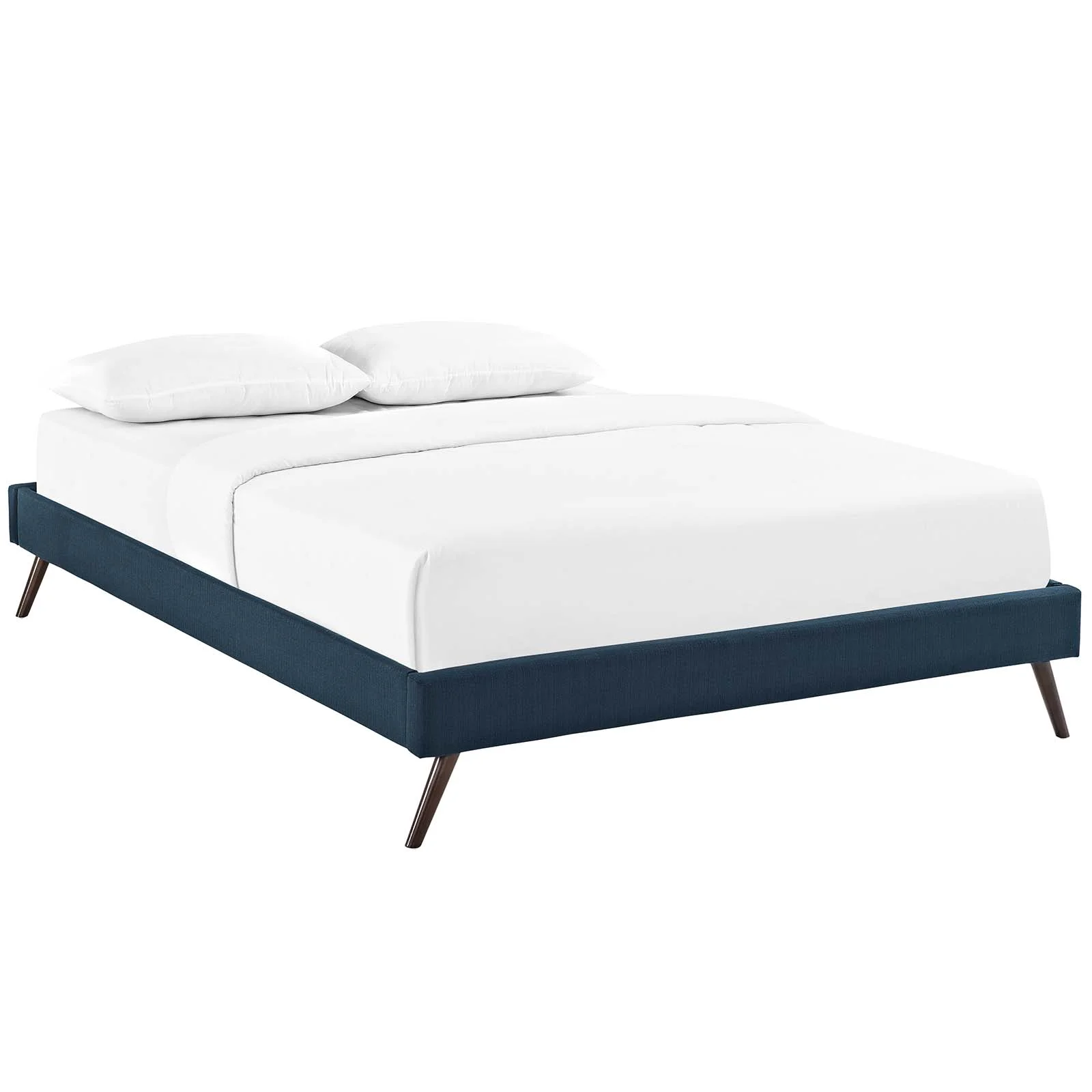 Modway Helen Queen Fabric Bed Frame with Round Splayed Legs in Azure