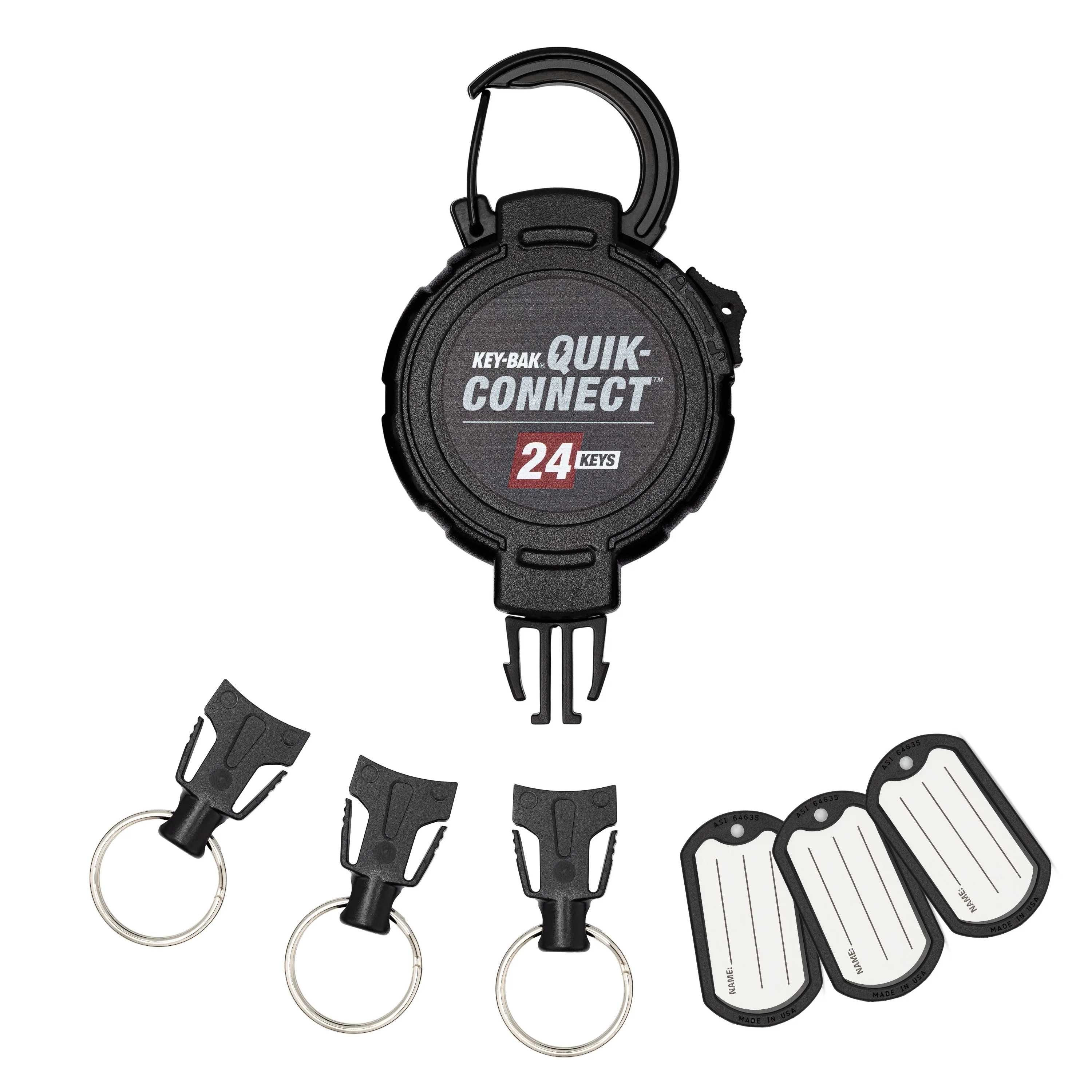 KEY-BAK Quik-Connect Key Management Removable and Retractable Keychain, 24 Key Carabiner
