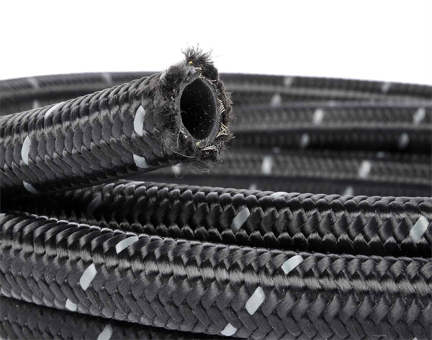 JEGS 111914 Pro-Flo 30R9 Braided Hose -6 AN Length: 20 ft. Black Nylon Outer She