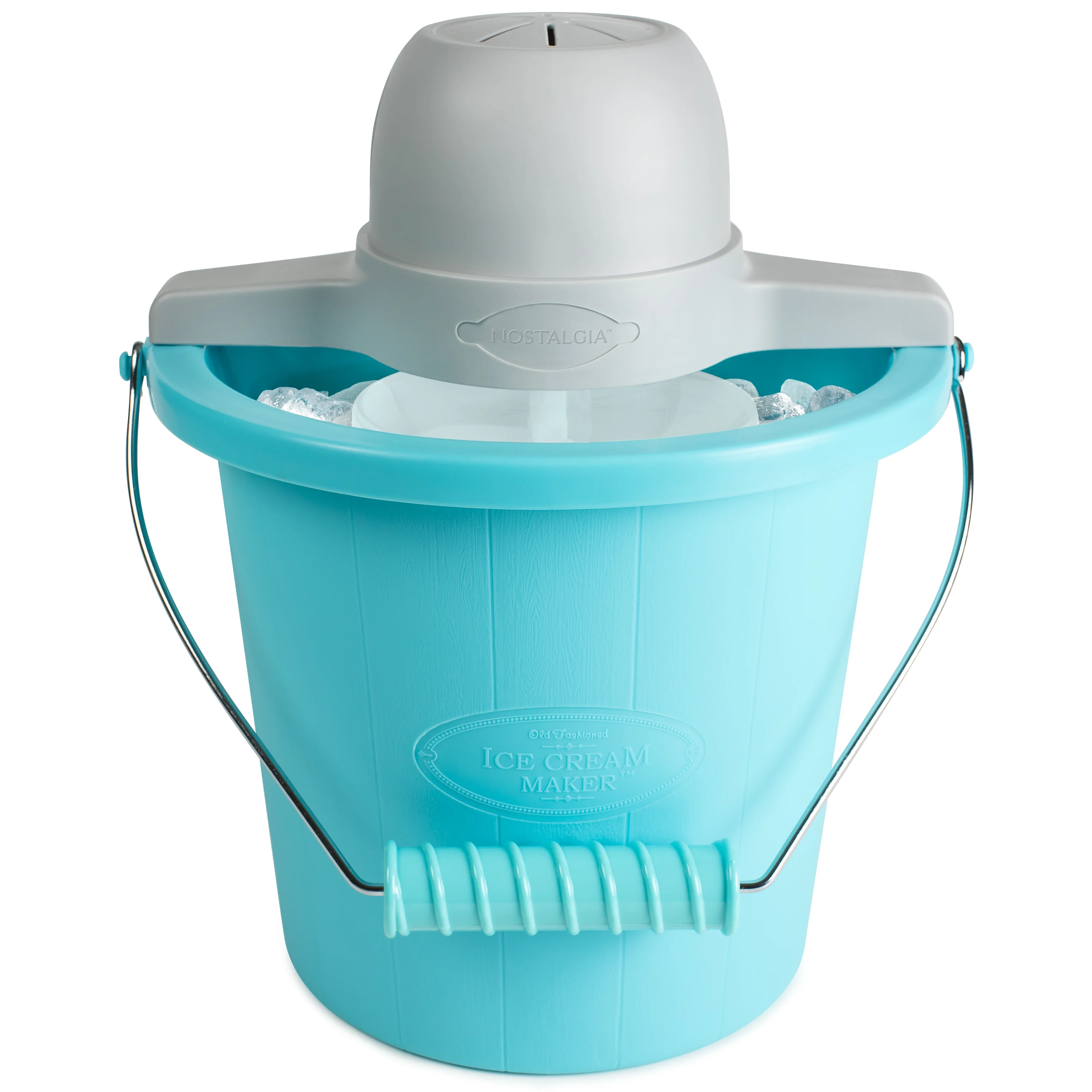 Nostalgia 4-Quart Bucket Electric Ice Cream Maker, Blue