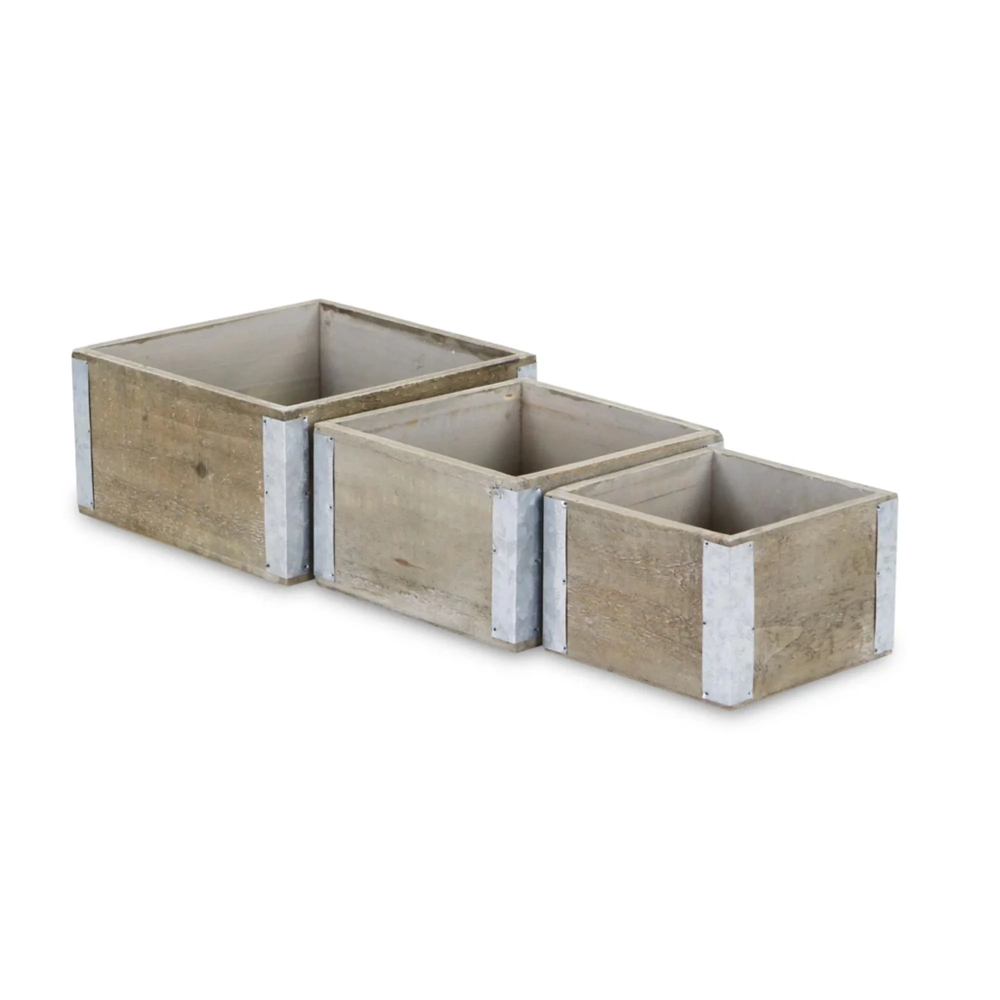 Cheungs Brown Wood Square Crate (Set of 3)