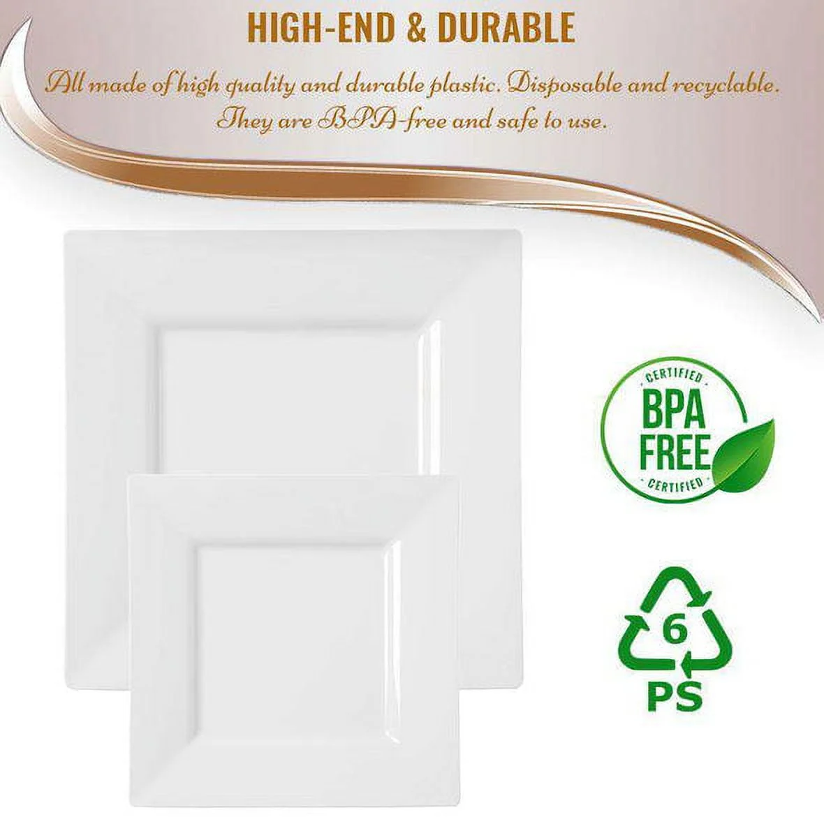 Smarty White Square Plastic Plates Dinnerware Value Set 240ct