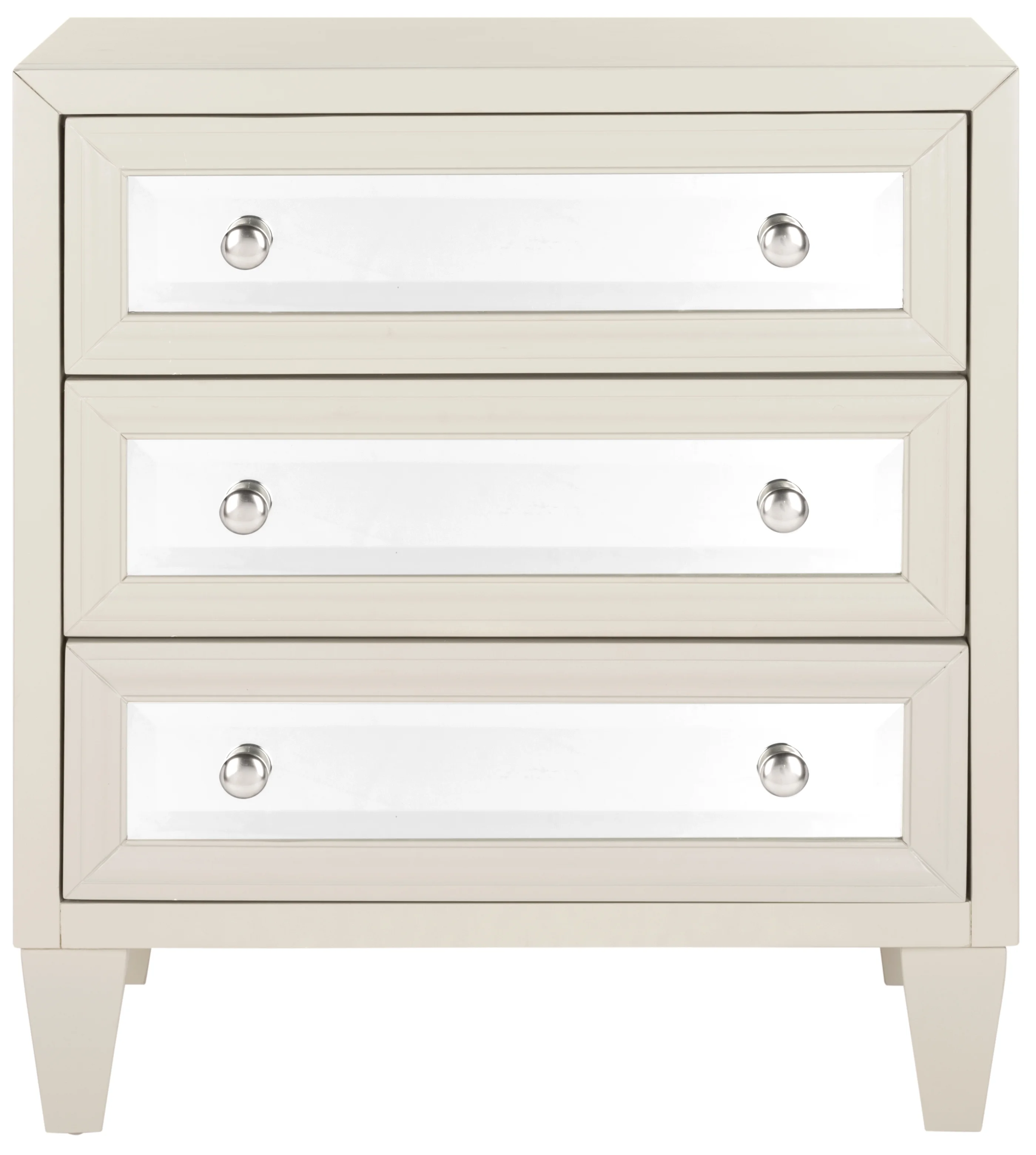 SAFAVIEH Marlon Solid Classic 3 Drawer Mirror Chest, Cream