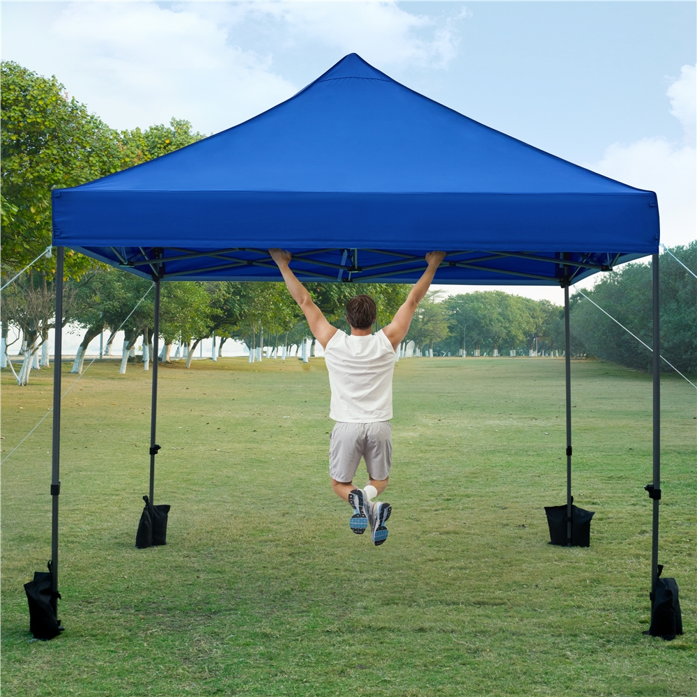 Yaheetech 10x10ft Pop Up Canopy Tent with 4 Removable Sidewalls, Navy Blue