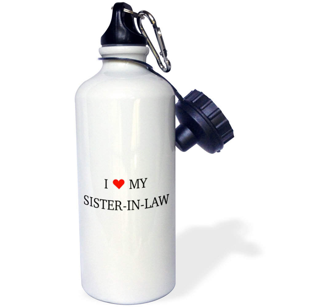 3dRose I HEART MY SISTER IN LAW - Straw Water Bottle, 21-ounce