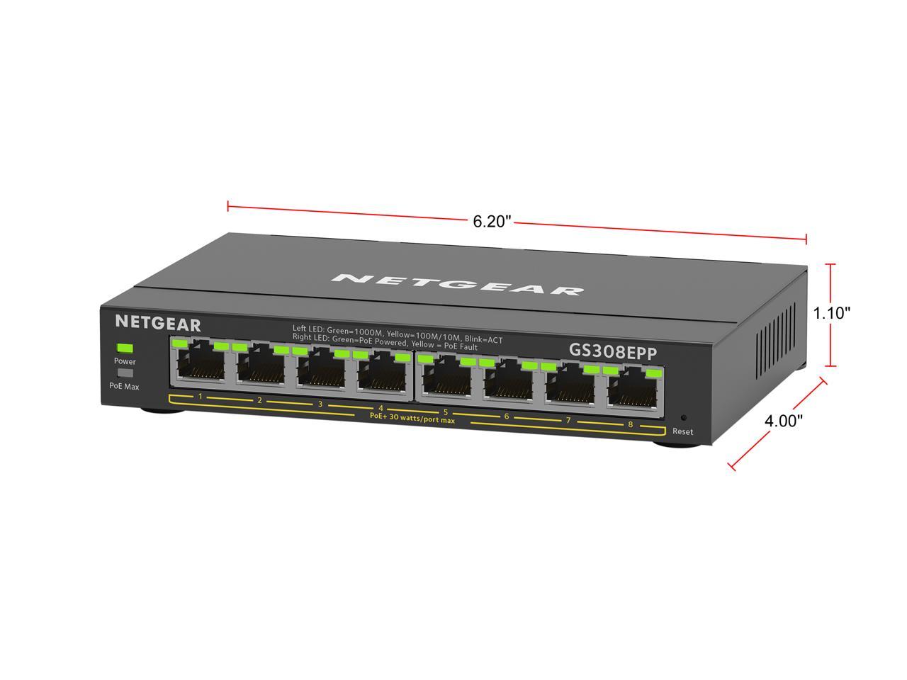 Netgear 8-Port Gigabit Ethernet PoE+ Smart Managed Plus Switch - 8 Ports - Manageable - 2 Layer Supported - 123 W PoE Budget - Twisted Pair - PoE Ports - Wall Mountable, Desktop, Rack-mountable - 5 Ye