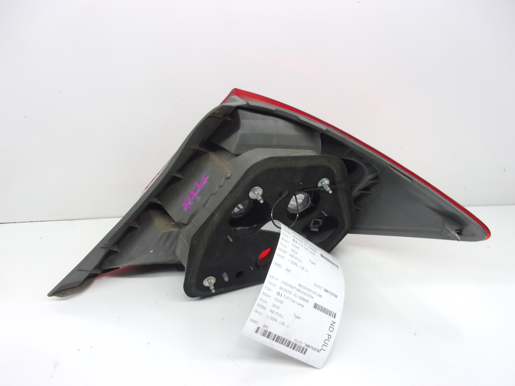 Pre-Owned 2012 Honda Civic Sdn Driver Left Tail Lamp Assembly OEM (Good)