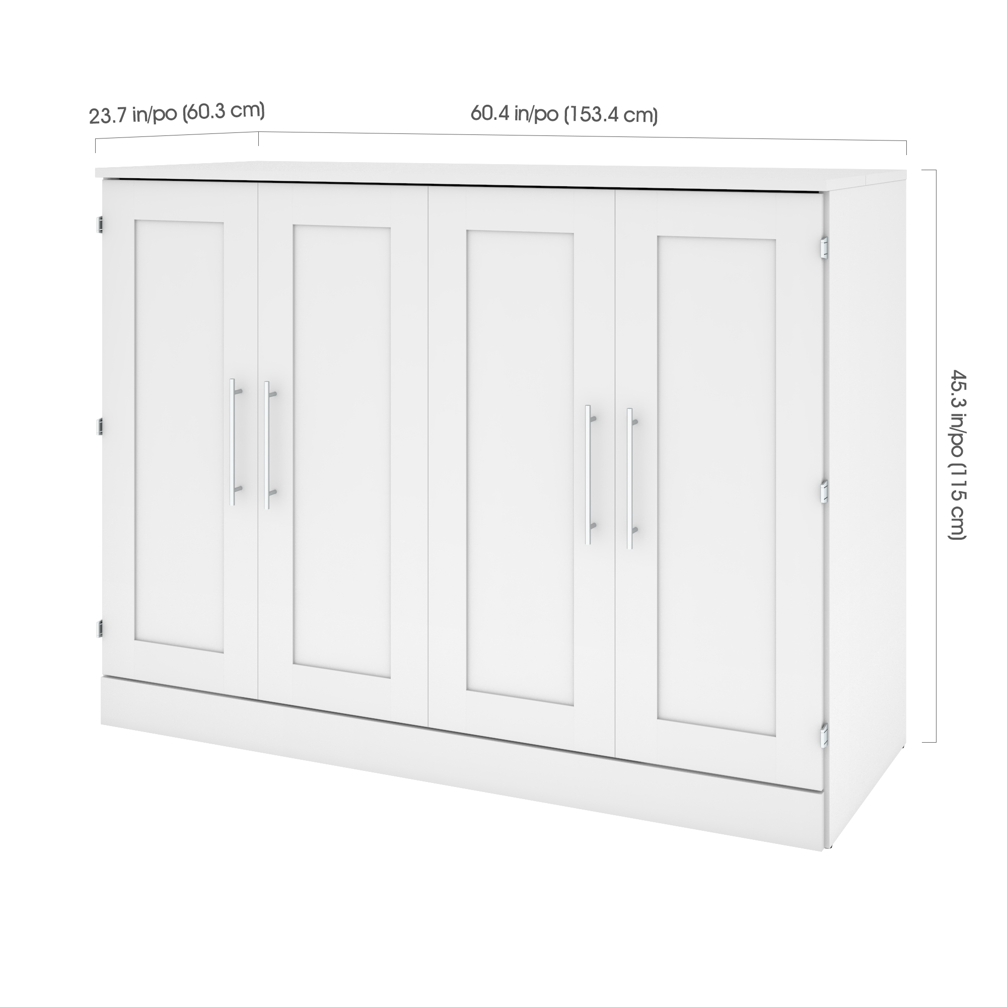 Bestar Pur Full Cabinet Bed with Mattress in White