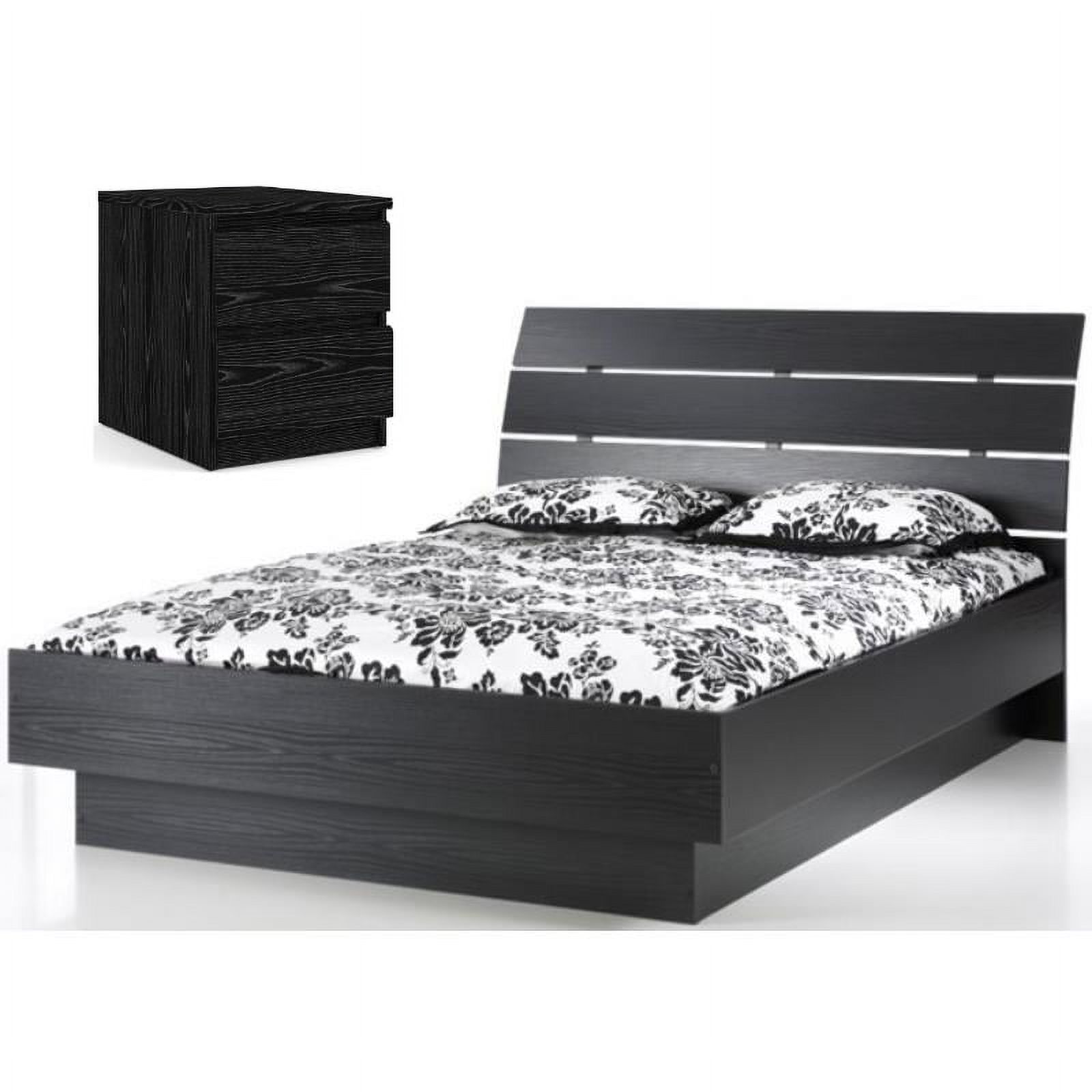 Home Square 2 Piece Furniture Set with Platform Queen Bed and Nightstand
