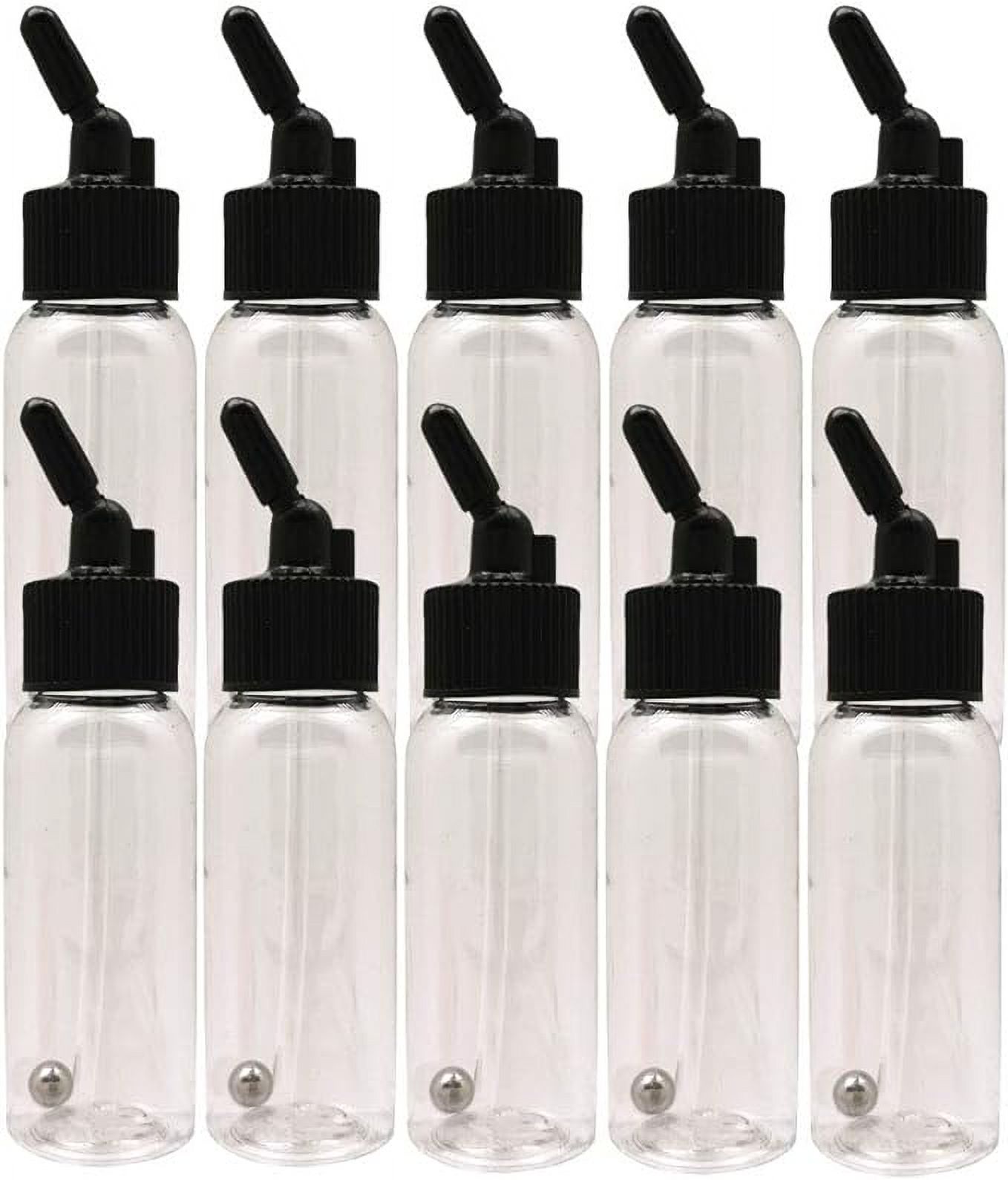 OPHIR Brand Box of 1.07-Ounce, 30ML Plastic Bottles Jars Lid Adapter Dual-Action Siphon Feed Accessories with 10x Rubber Caps, Works with Dual Action OPHIR, Paasche, Iwata, Badger Airbrushes