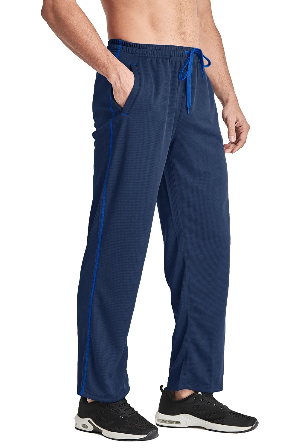 TACVASEN Mens Quick Dry Running Pants Comfortable Jogging Trousers Navy Blue XL