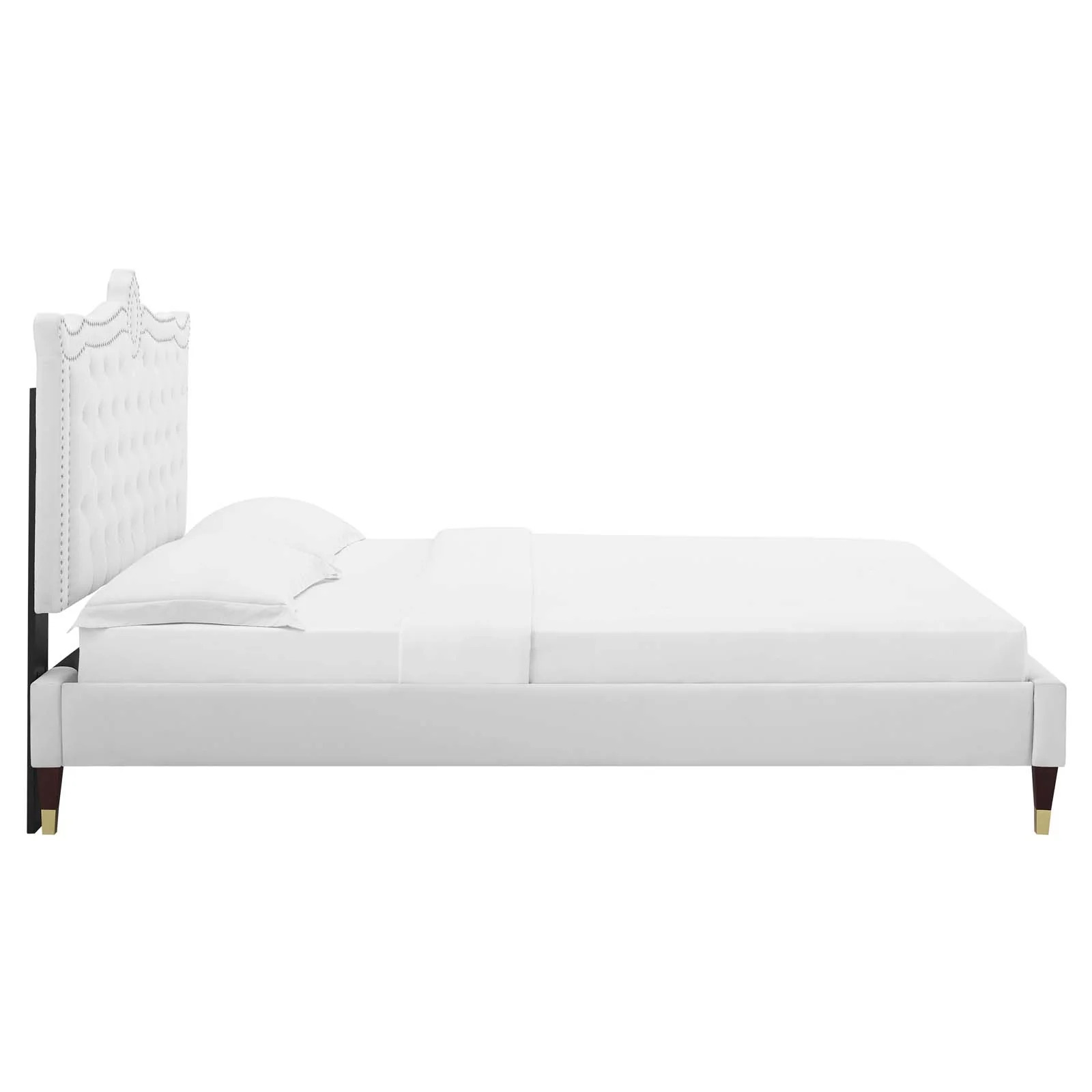 Modway Clara Performance Velvet Queen Platform Bed in White