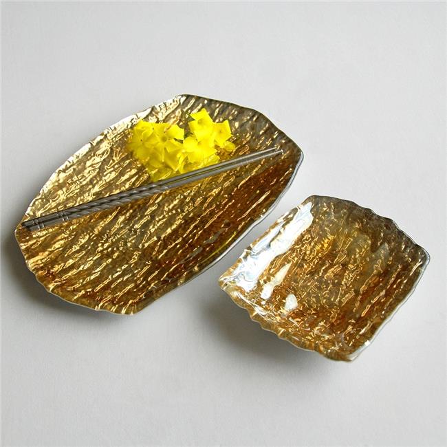 6 x 5 in. Romos Dishes, Amber & Silver - Set of 4