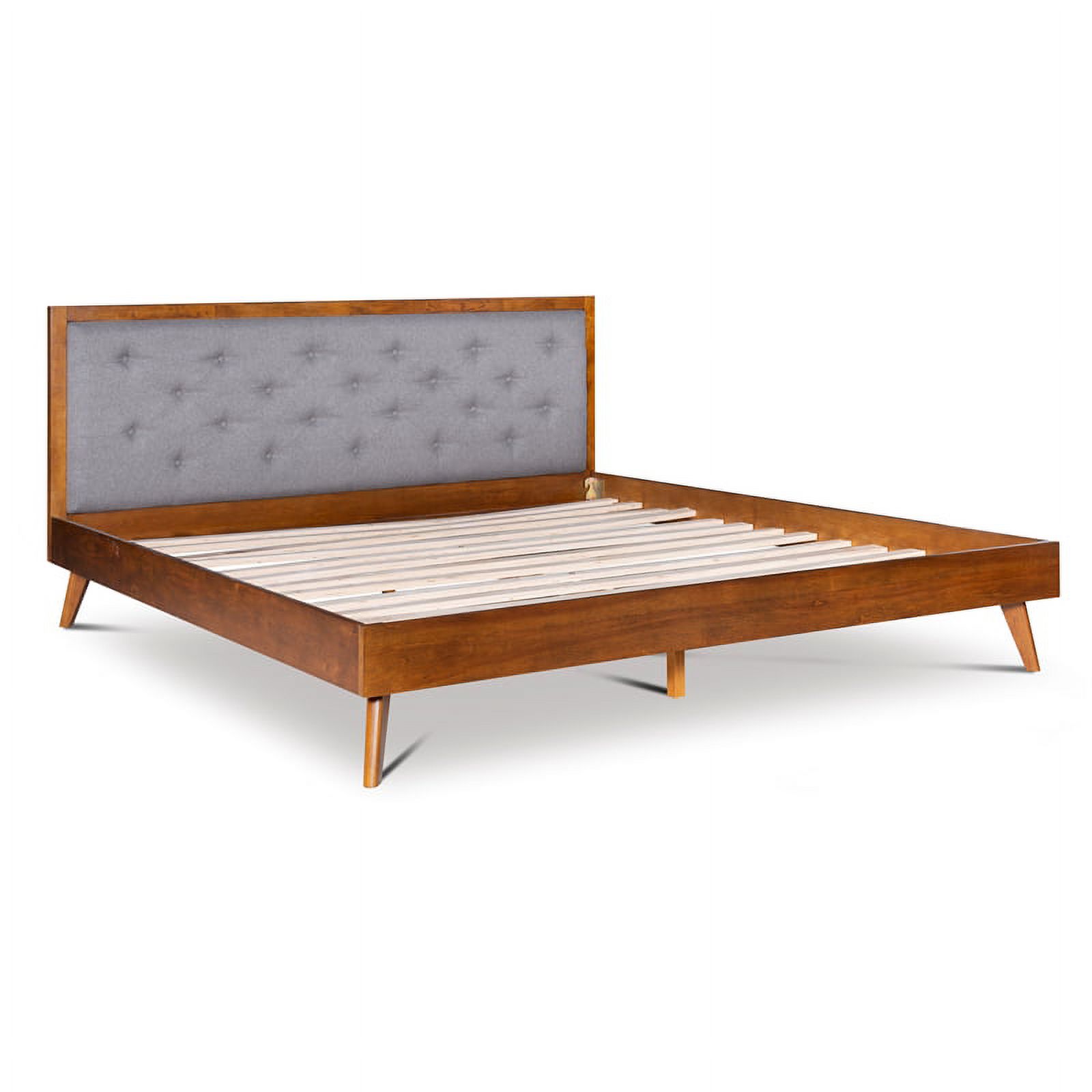 Linon Moore Mid Century Wood Platform King Bed in Brown