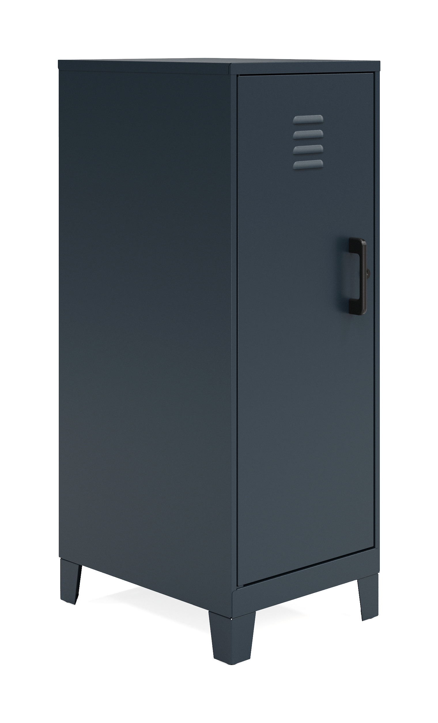 Space Solutions 42.5 inch High 3 Shelf Storage Locker Cabinet, Welded Metal, Fully Assembled, Vented Door, 3 inch Riser Legs, Black