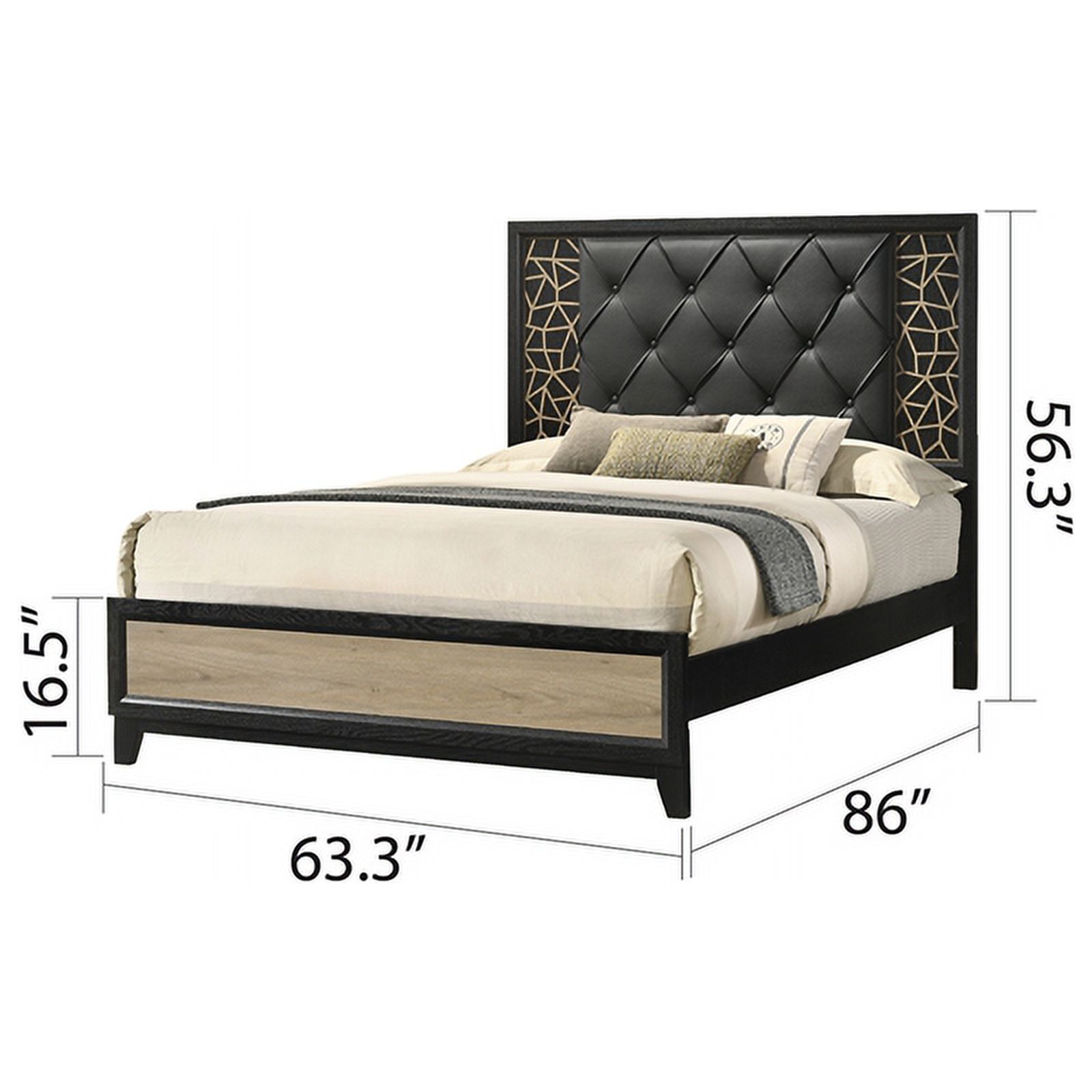 Pemberly Row Modern Upholstered Queen Bed Made with Wood in Black