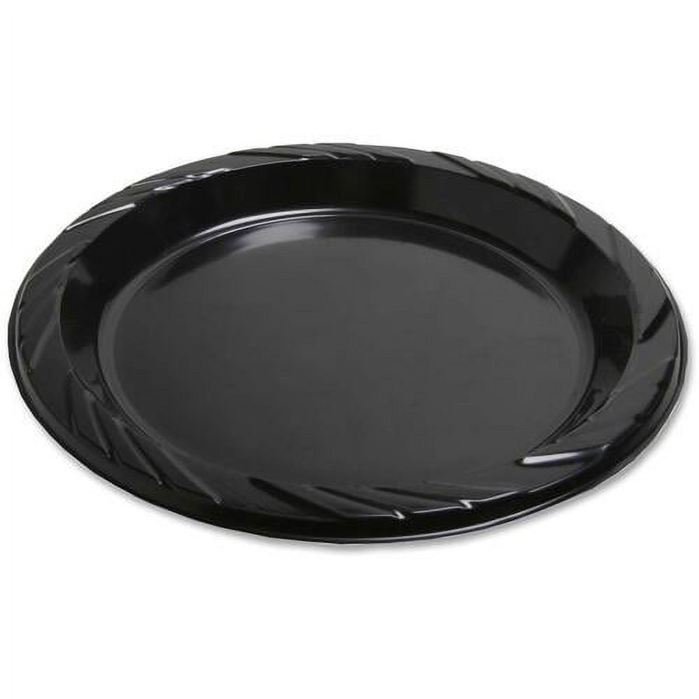 Genuine Joe Round Plastic Black Plates, Each
