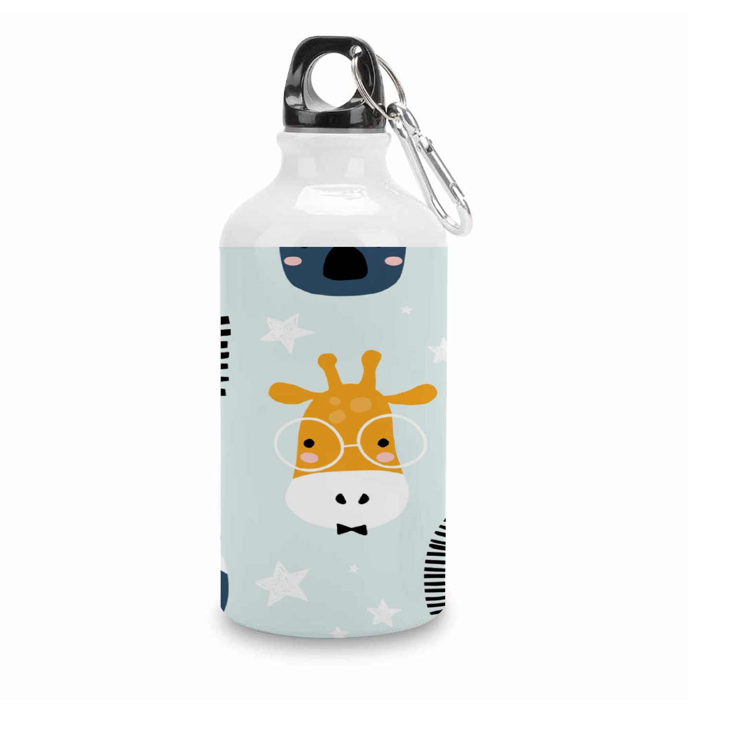 SKYSONIC 400ml Sport Aluminum Water Bottle,Animals Faces,Sport Multipack Leak Proof Easy Carry Travel Bottle with Twist Cap for Gym Hiking Camping Running Bike Outdoor