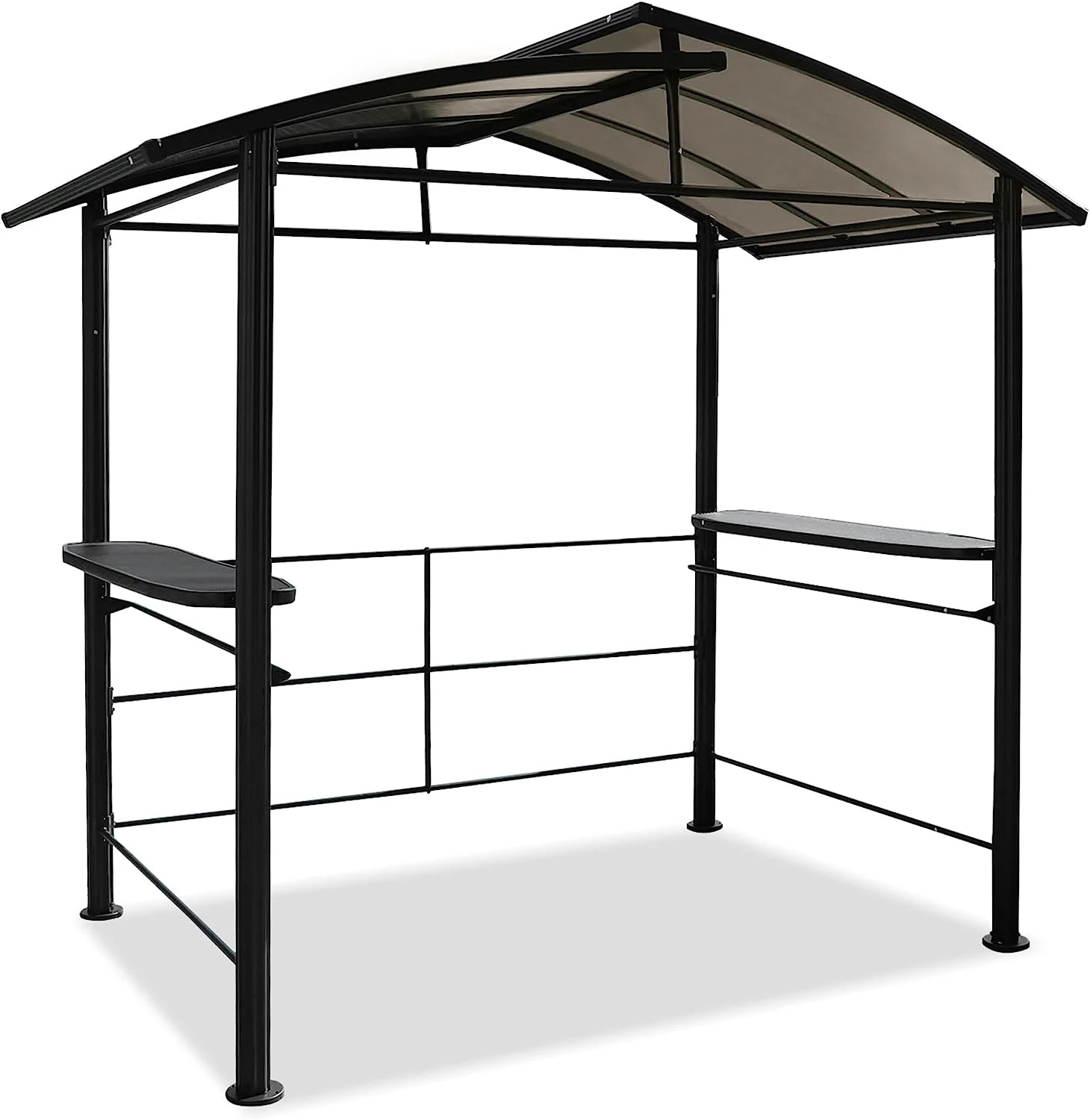 8'x 5' Outdoor Grill Gazebo Canopy with 4 Rails, Double Tiered Grill Shelter for Patio, Outdoor, Backyard, Black
