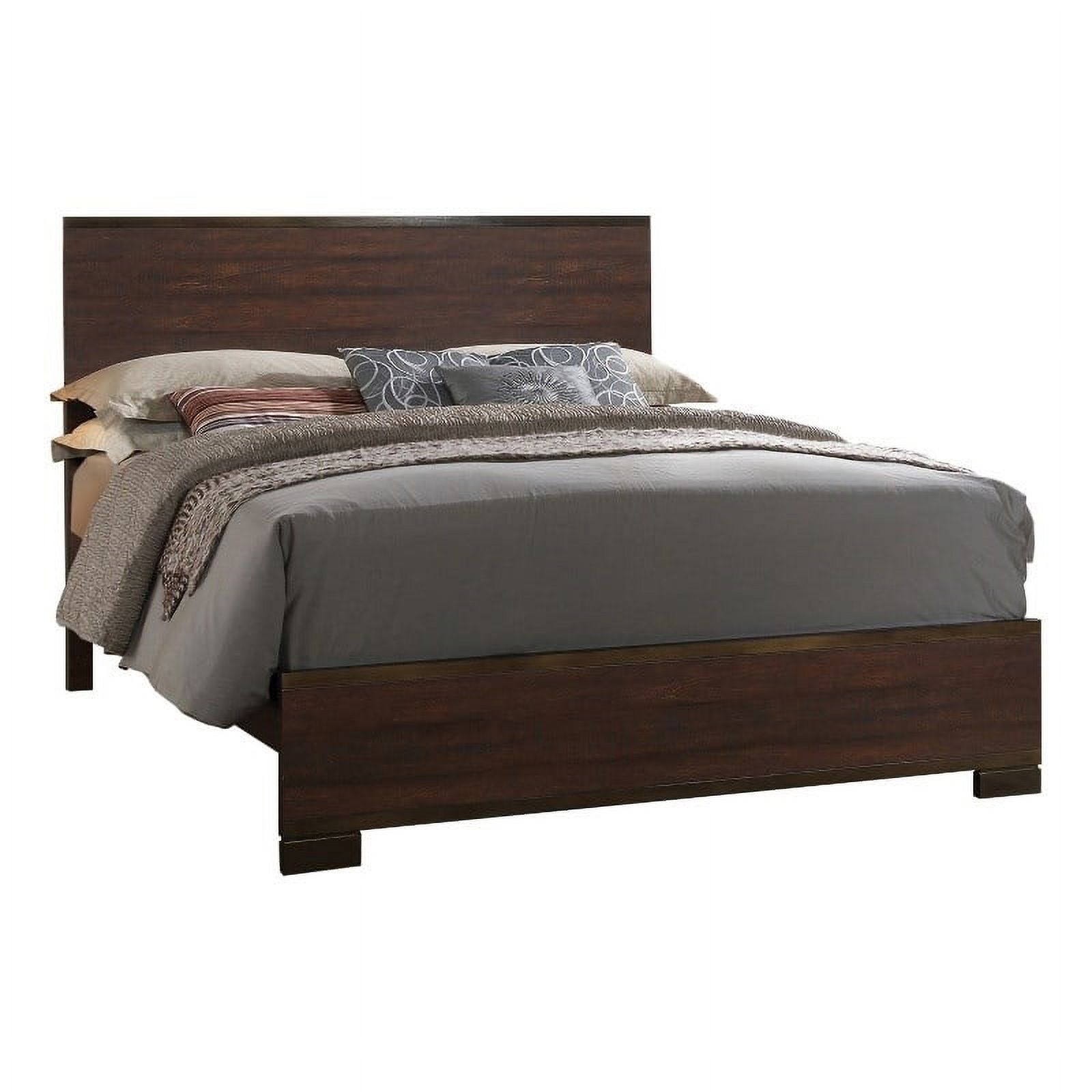 Bowery Hill Transitional Wood King Panel Bed in Rustic Tobacco