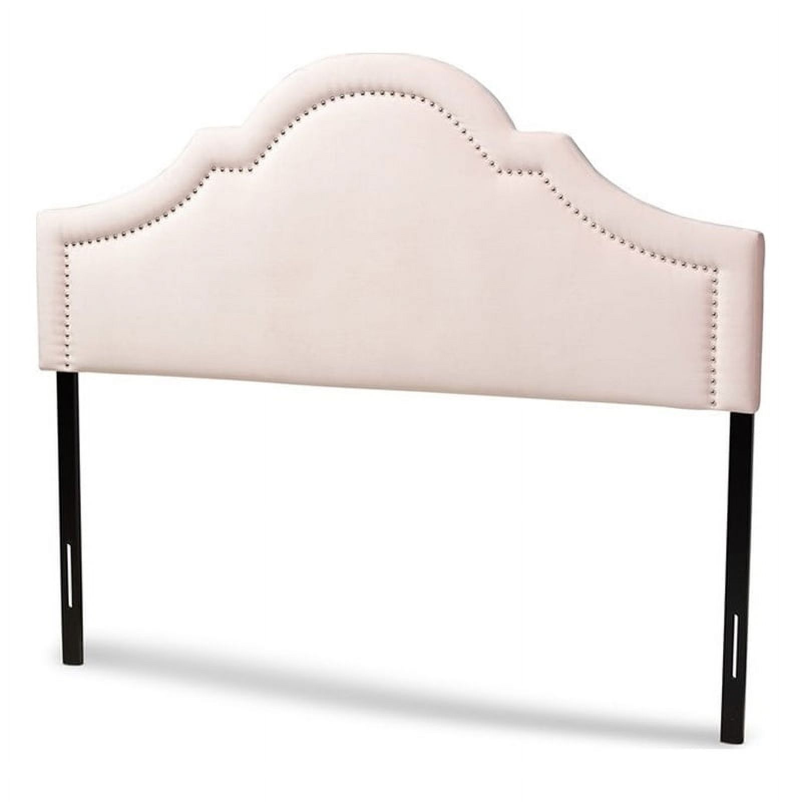 Bowery Hill Modern Velvet/Wood Full Headboard with Adjustable Legs in Pink