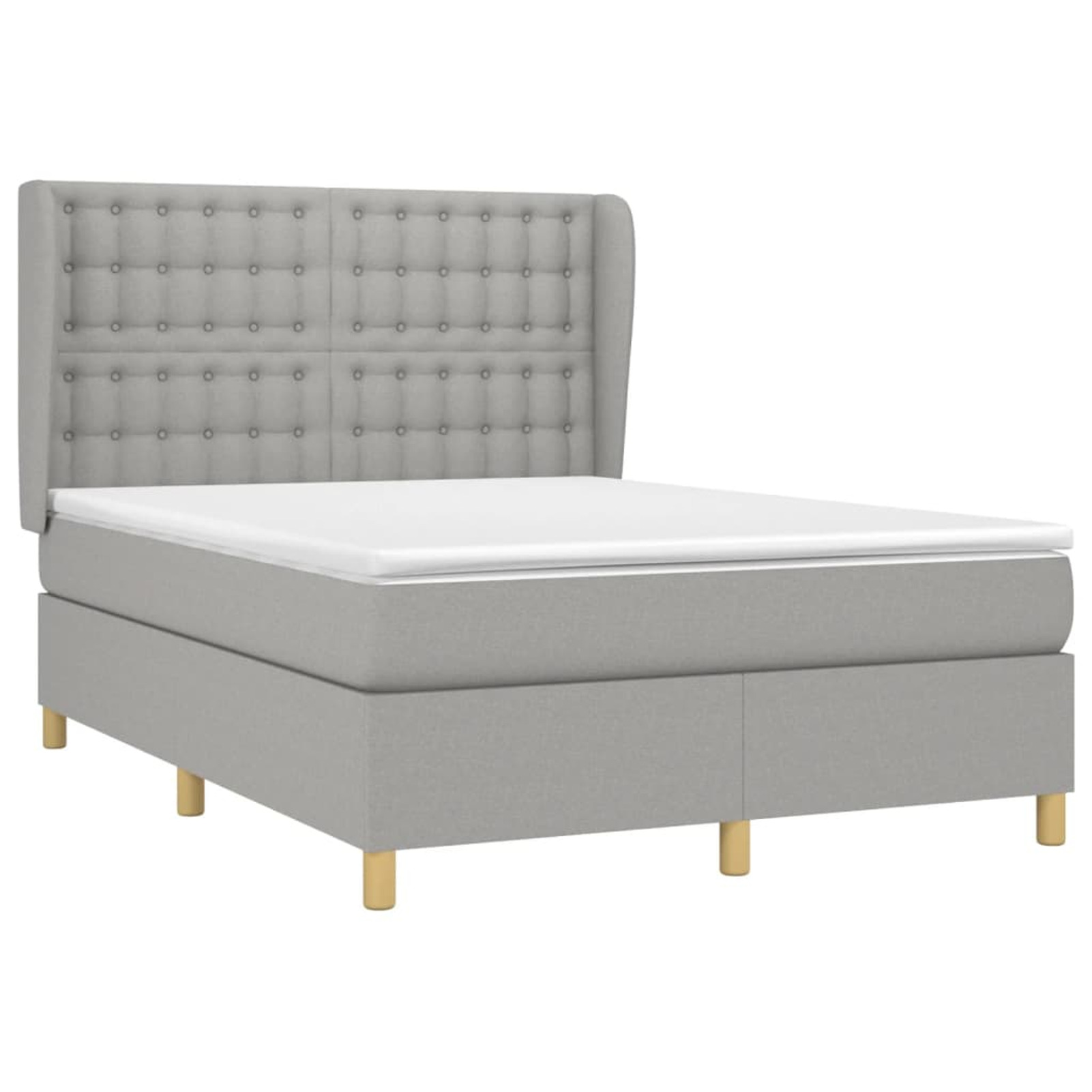 Anself Box Spring Bed with Mattress Light Gray Full Fabric