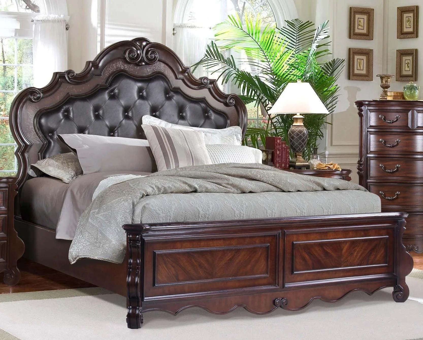Old World Cherry King Bedroom Set 6Pcs McFerran B527 Classic Traditional