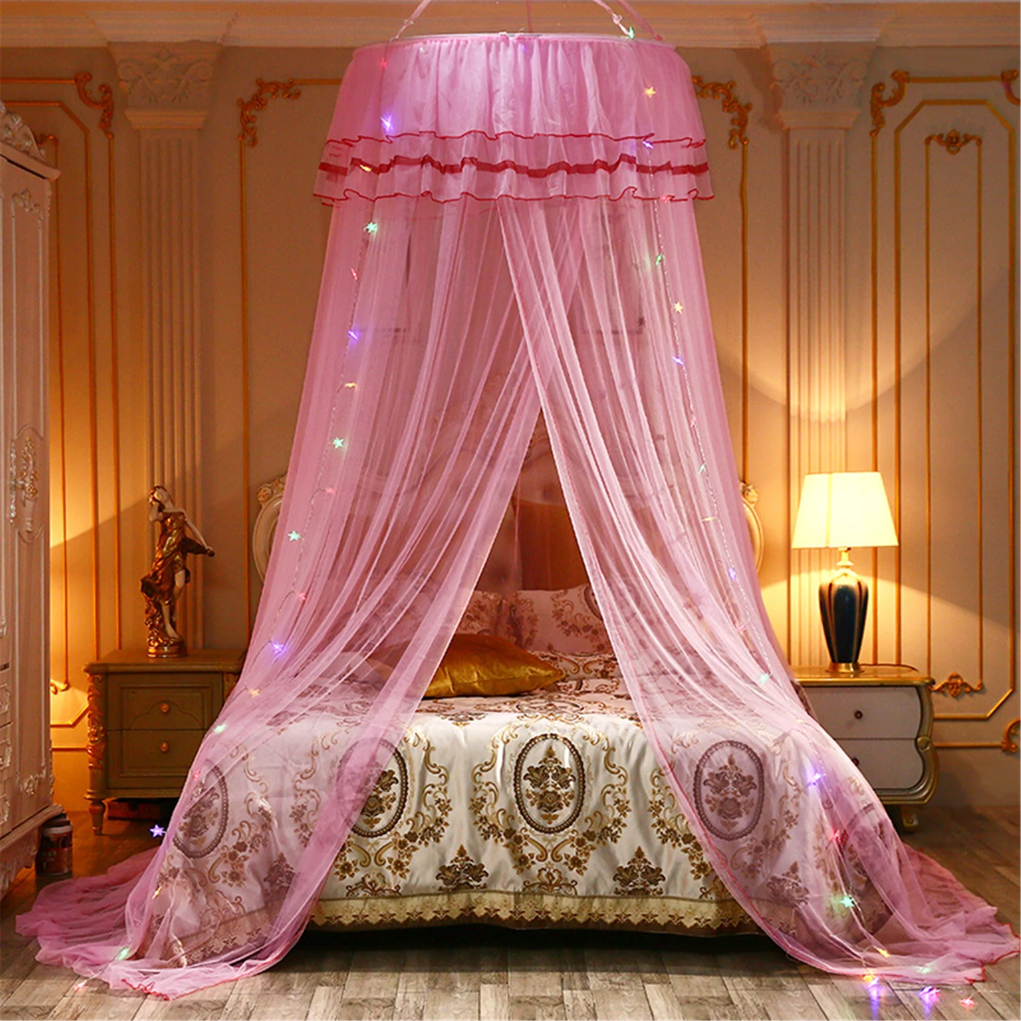 Aunavey Princess Bed Canopy Mesh Crib Canopy Round Dome Fairy Net for Kids Bed, Kids Play Tent Castle