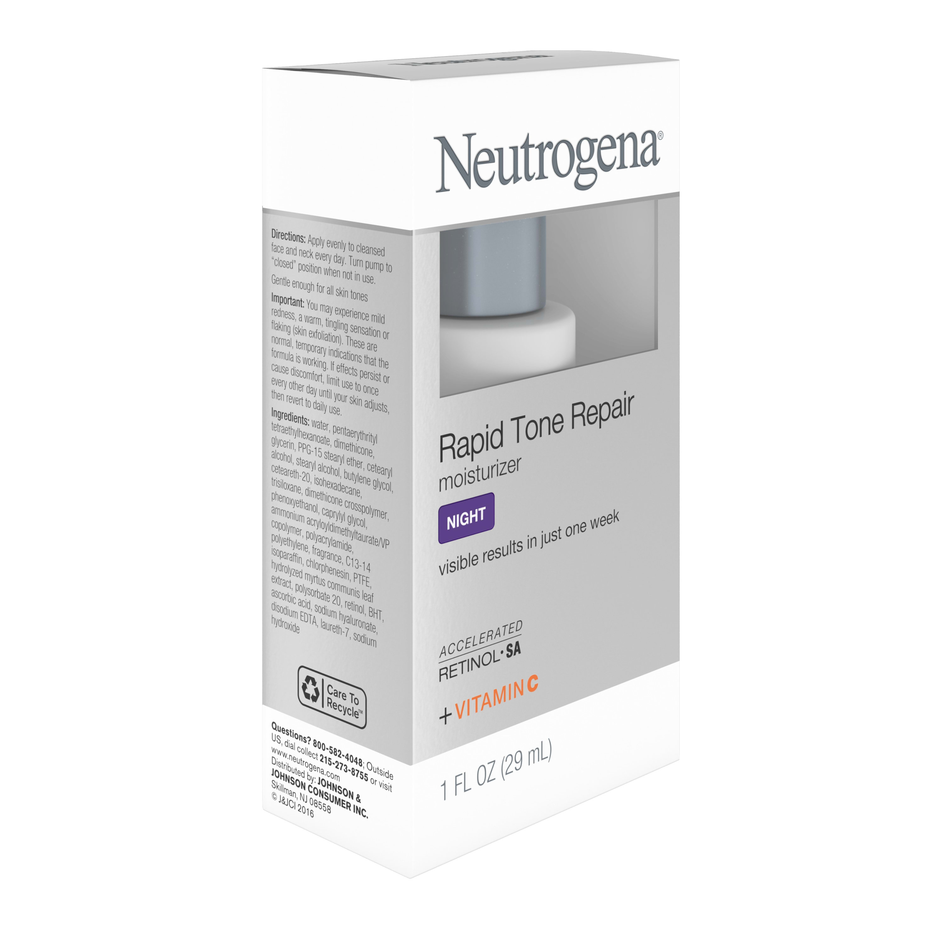 Neutrogena Rapid Tone Night Cream, Retinol, Hyaluronic Acid, 1 fl. oz