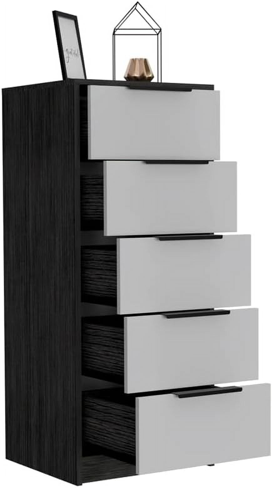 xrboomlife Modern 5-Drawer Engineered Wood Dresser in Smoky Oak/White