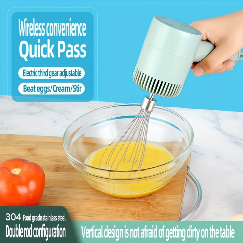 High-Speed 3-Speed Portable Electric Mixer - USB Rechargeable with Stainless Steel Accessories, Perfect for Baking Enthusiasts & Gifts