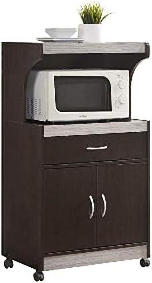 Microwave Kitchen Cart In Chocolate Gray