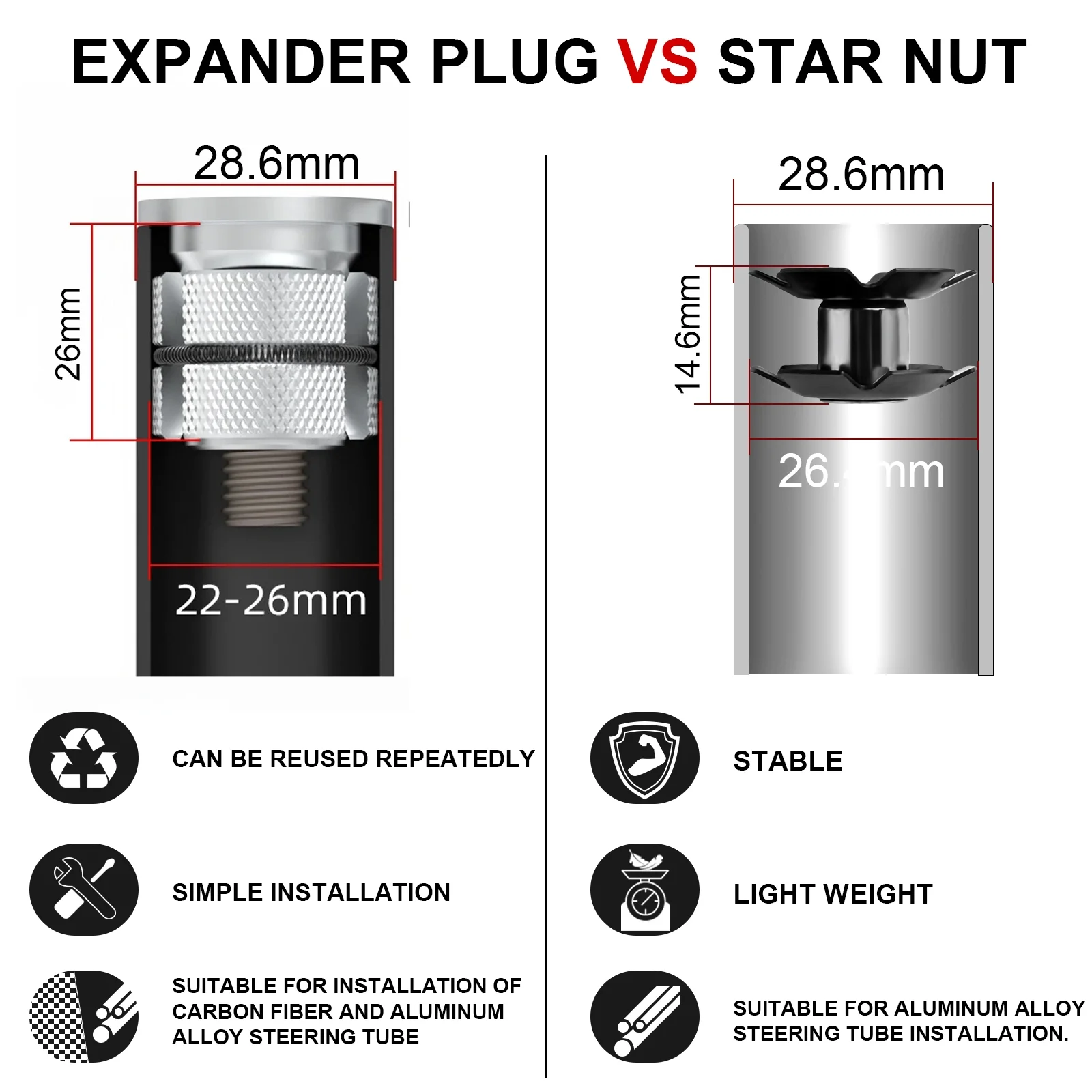 BUCKLOS MTB Road Bicycle Headset 34mm 44mm Bike Headset for 1-1/8'' 28.6mm Fork 44-50.6/55/56mm Double Bearing Headset Bike Part