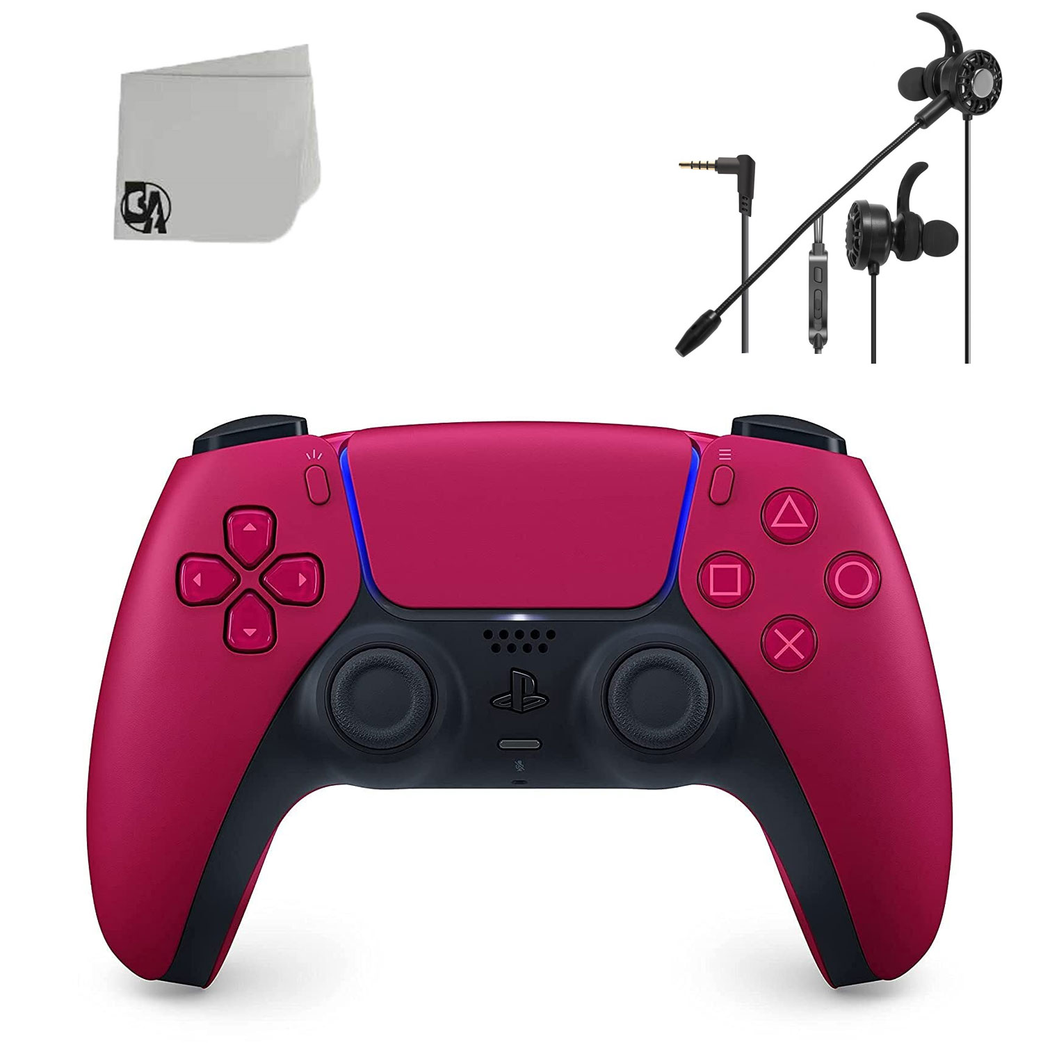 Sony Dual Sense Red Gaming Controller For PS5 Console + Wired Earbuds BOLT AXTION Bundle Like New