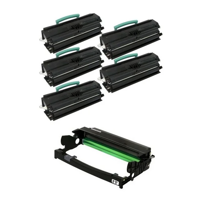 PrinterDash Compatible MICR Replacement for Lexmark E450DN Drum/High Yield Toner Value Combo Pack (1-Drum Unit/5-Toners) (E250X22G_1PK/E450H31E_5PKVB)