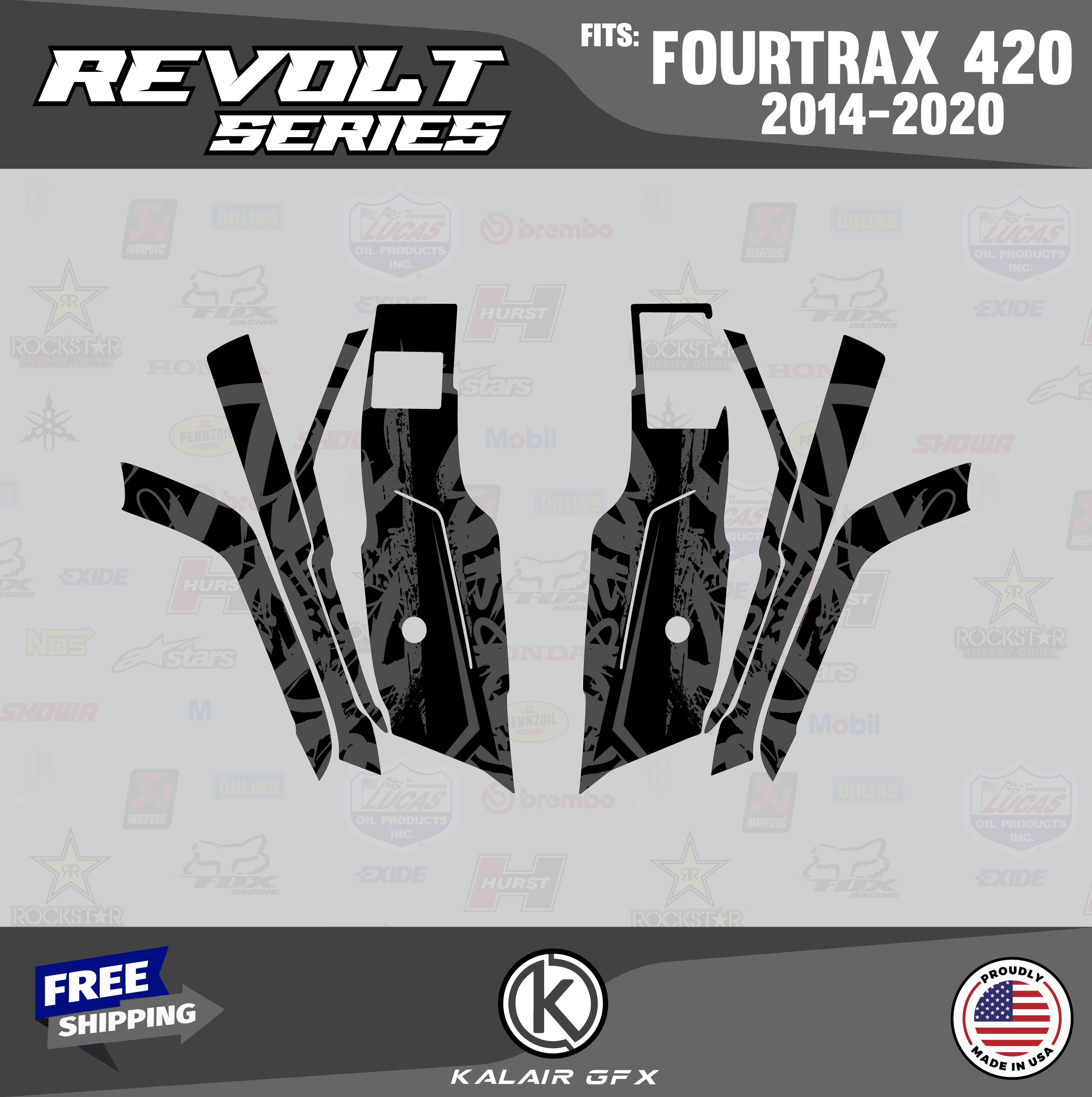 Kalair GFX Graphics Kit for Honda Fourtrax 420 (2014-2020) Revolt Series