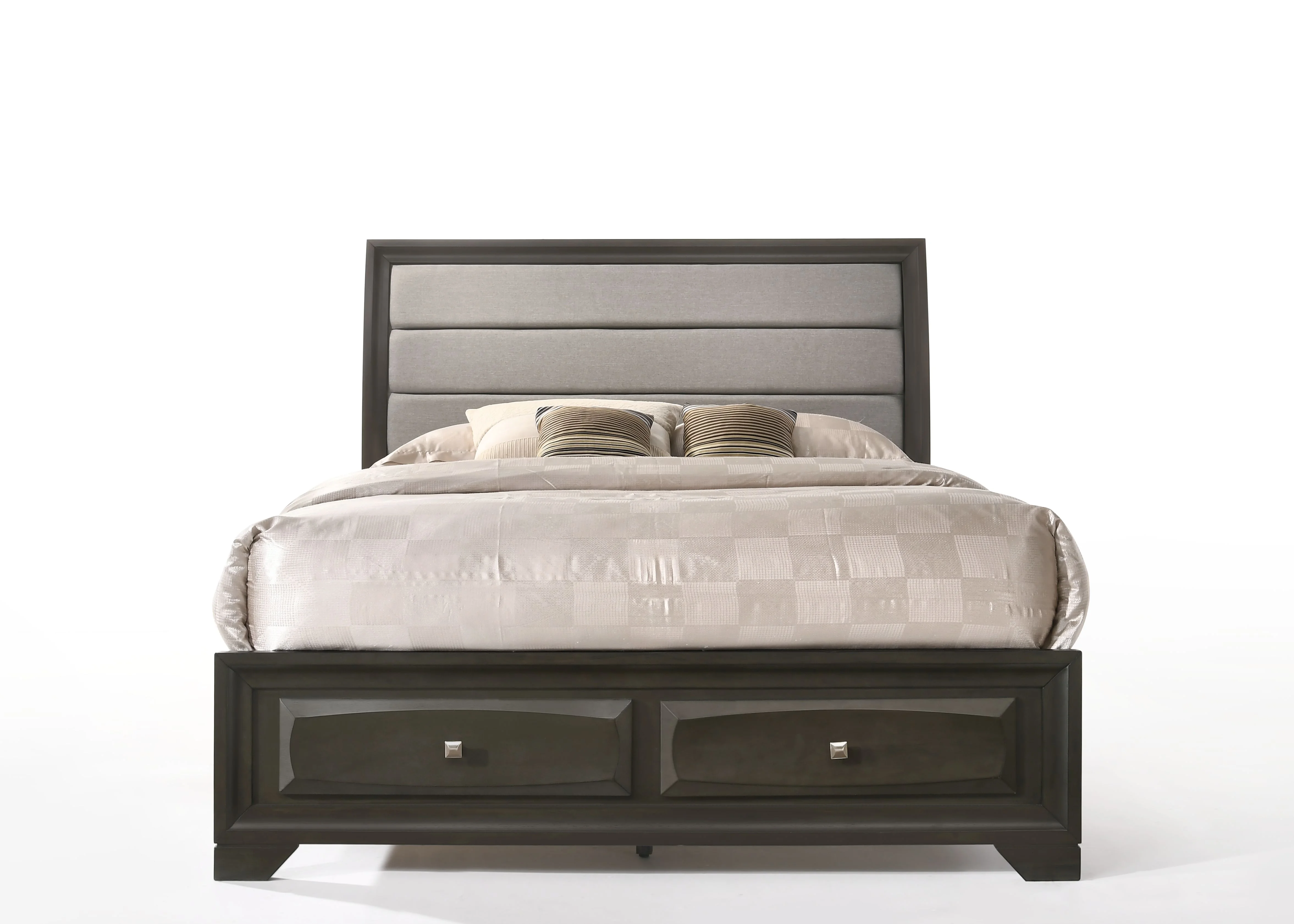 ACME Soteris Storage Platform Bed in Light Gray and Antique Gray, Multiple Sizes