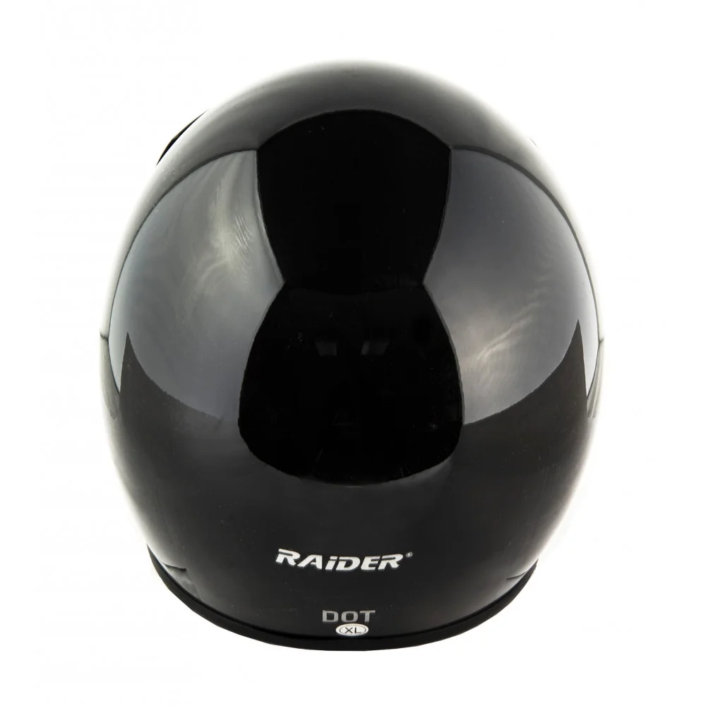 Raider Open Face Motorcycle Helmet DOT Approved - Gloss Black - Large